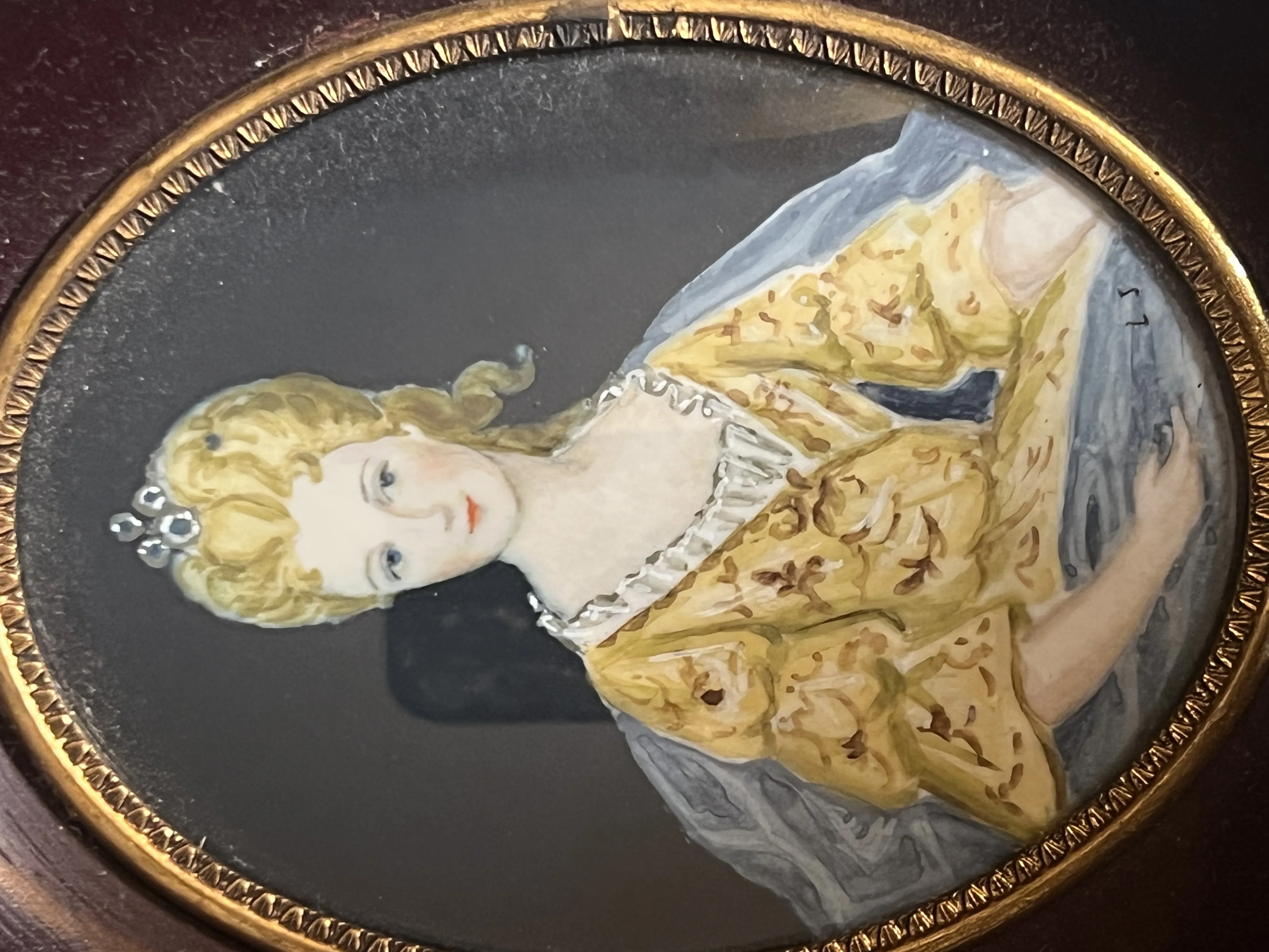 Miniatura na slonové kosti -portrét Marie Orleánské – signovaná - 3
