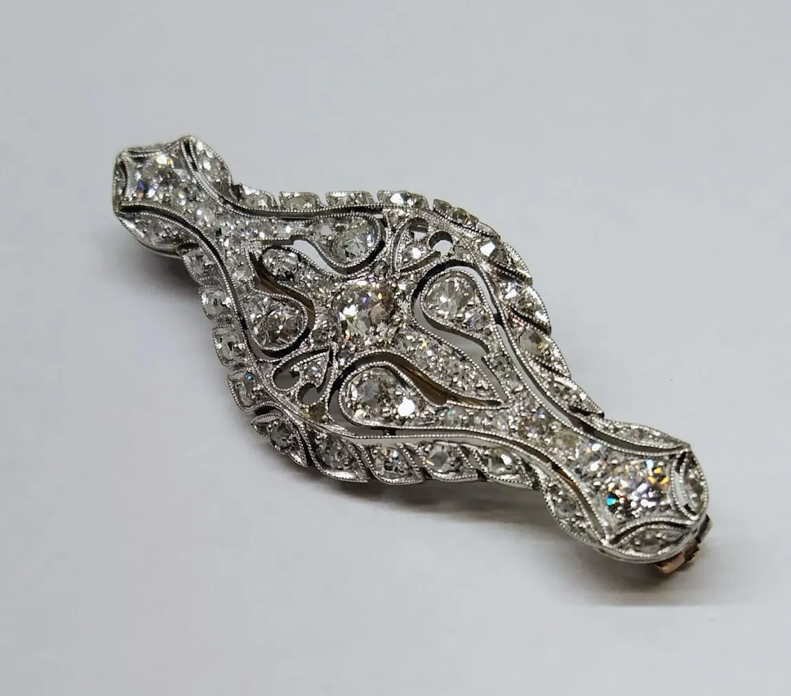 Platinová art-deco brož s diamanty - 2