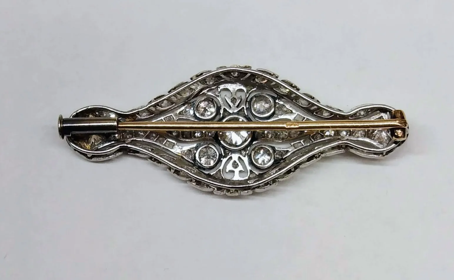 Platinová art-deco brož s diamanty - 5