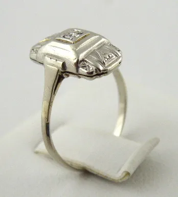 Zlatý art deco prsten s přírodním diamantem - 3
