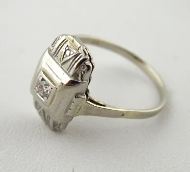 Zlatý art deco prsten s přírodním diamantem - 4