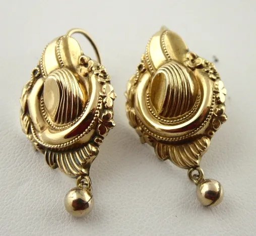 Zlacené stříbrné visací náušnice – biedermeier - 4