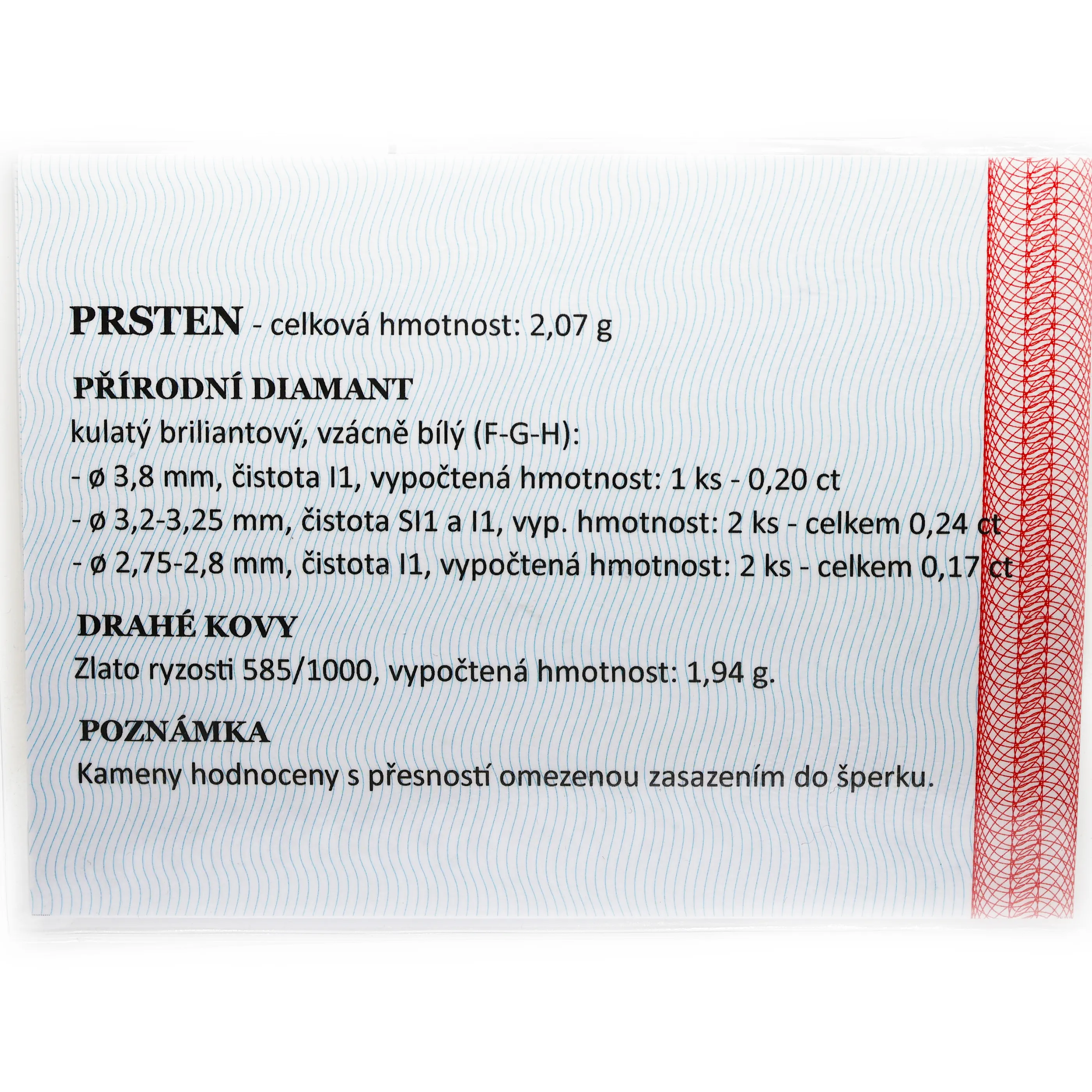 Zlatý prsten s brilianty 0,61ct (vzácně bílý F-G-H)+ certifikát - 6