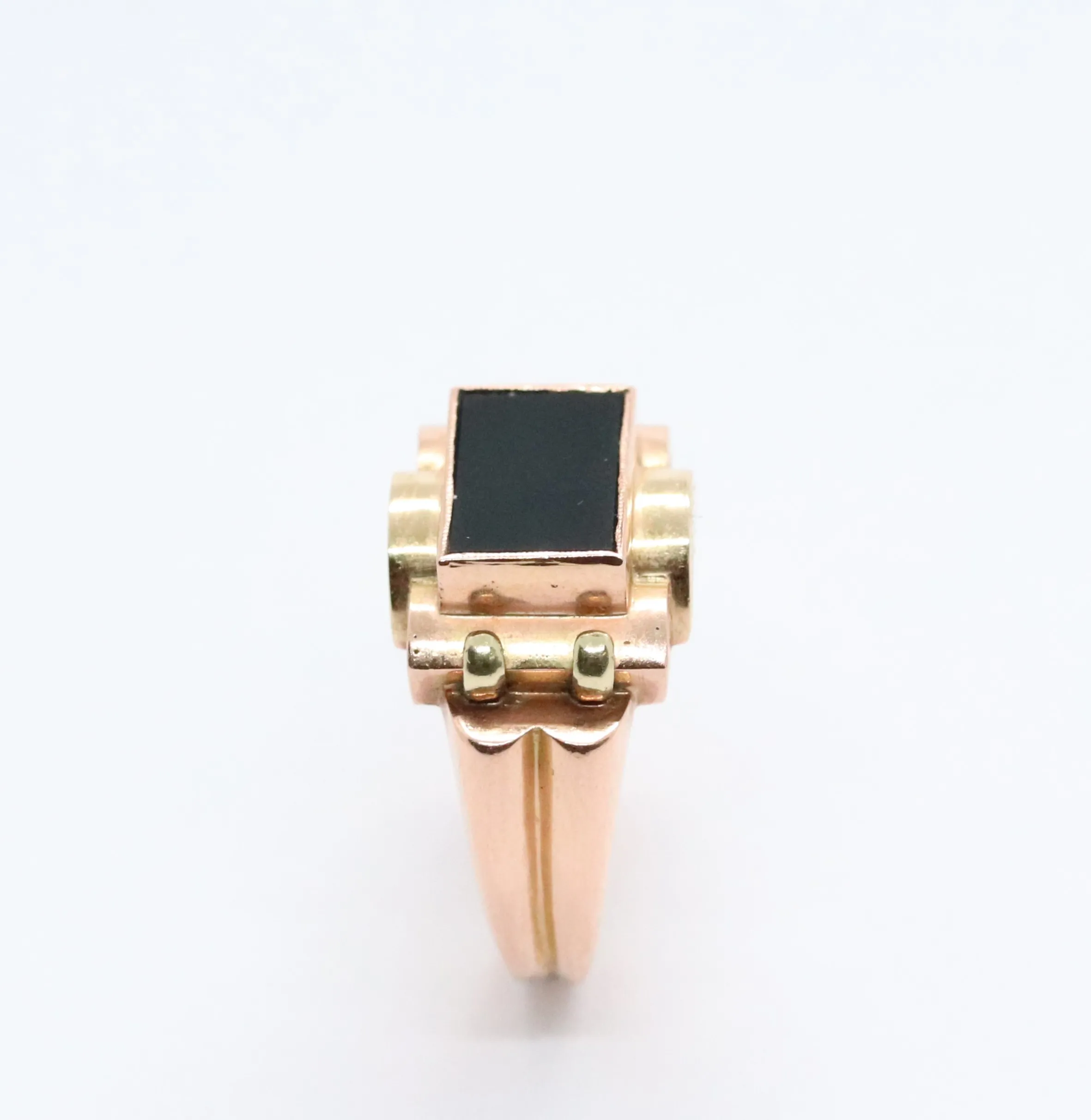 Art deco zlatý prsten s onyxem - 5