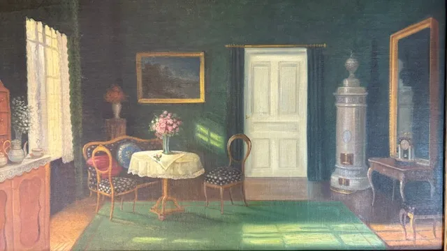 Obraz „Biedermeierský interiér“  F. Hiesemann - 2