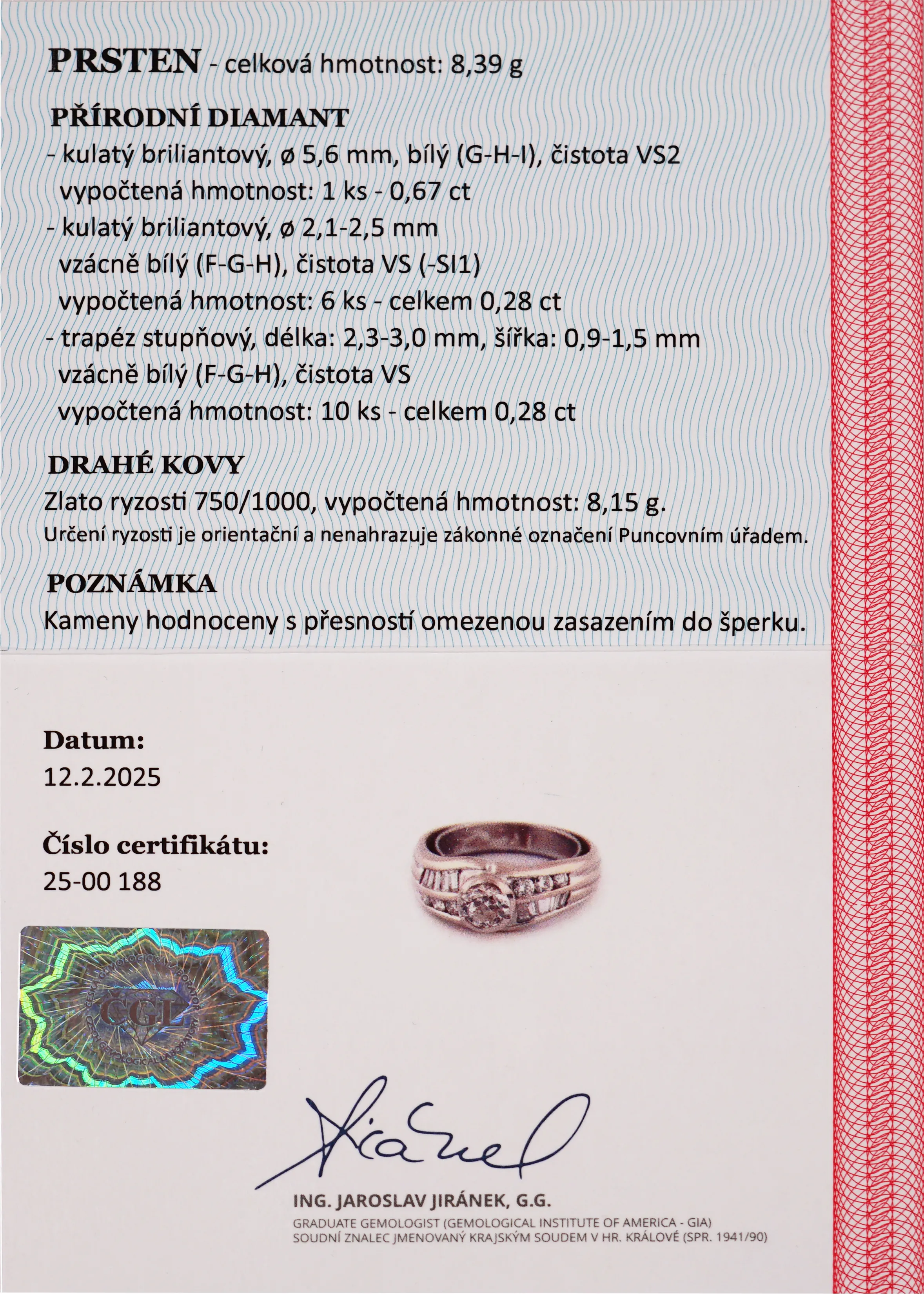 Zlatý prsten s diamanty - 5