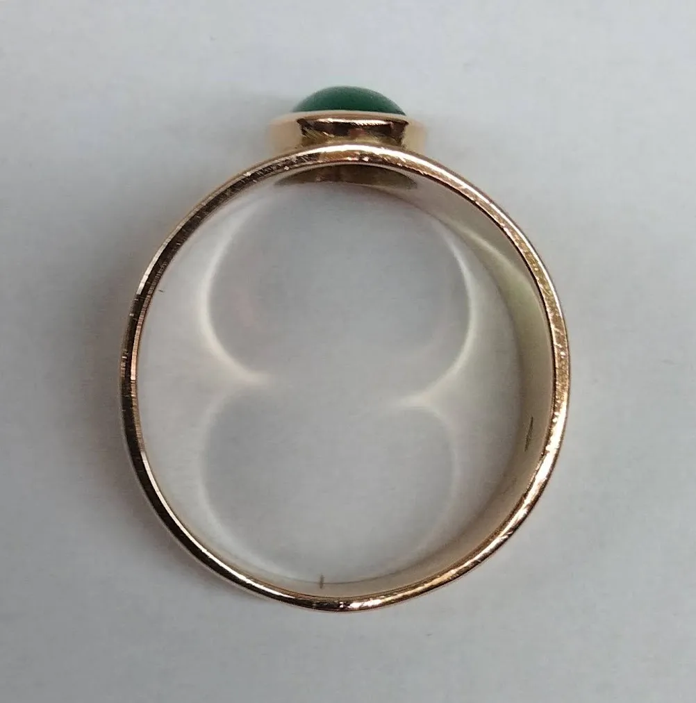 Zlatý secesní prsten s chrysoprasem - 7
