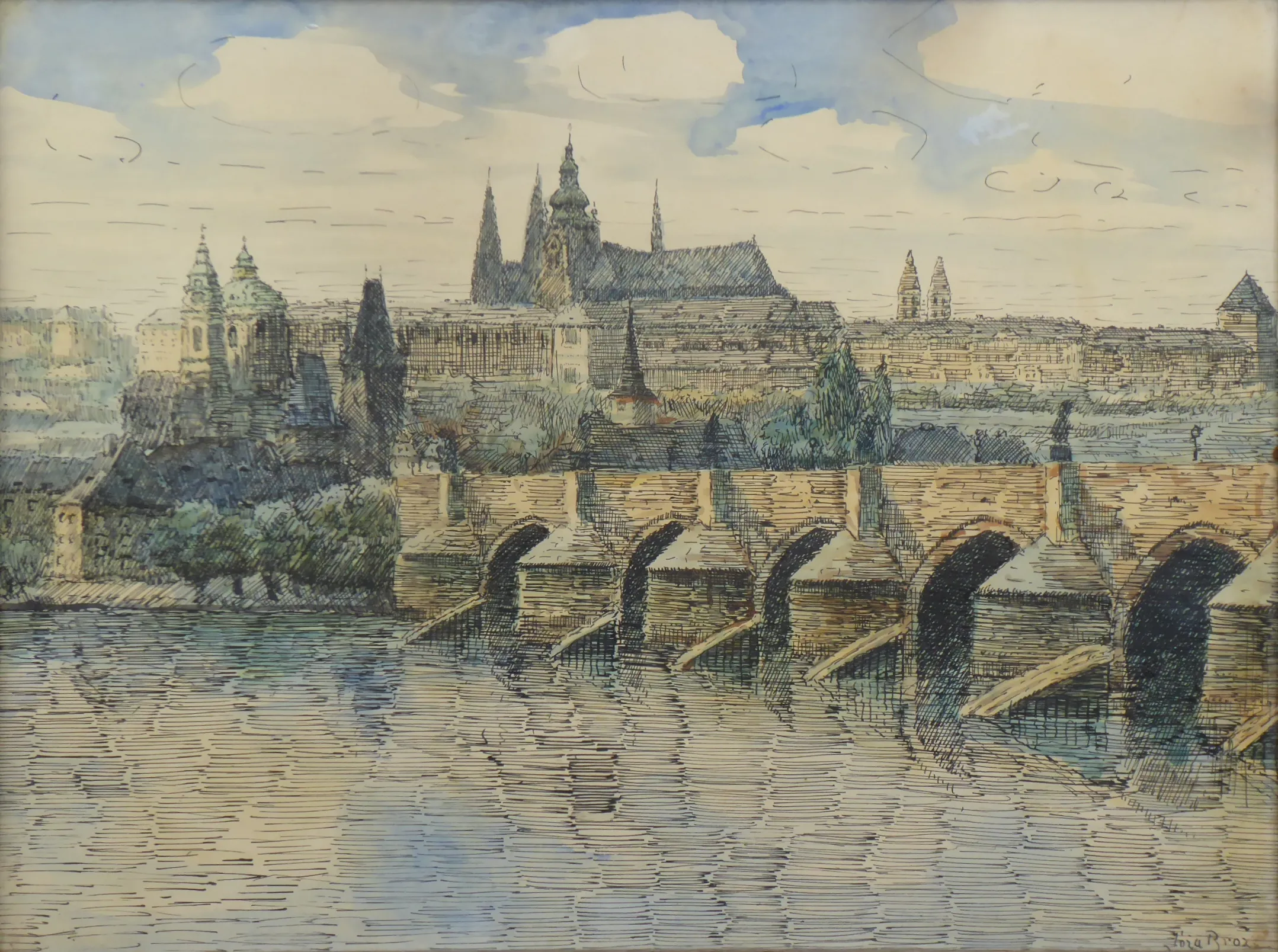 Jóža Brož – Panorama Hradčan s Karlovým mostem - 2