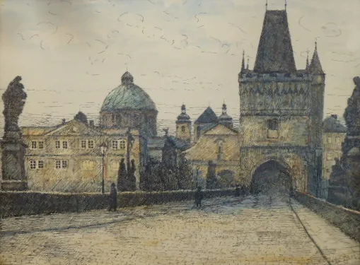 Jóža Brož – Podvečer na Karlově mostě - 3
