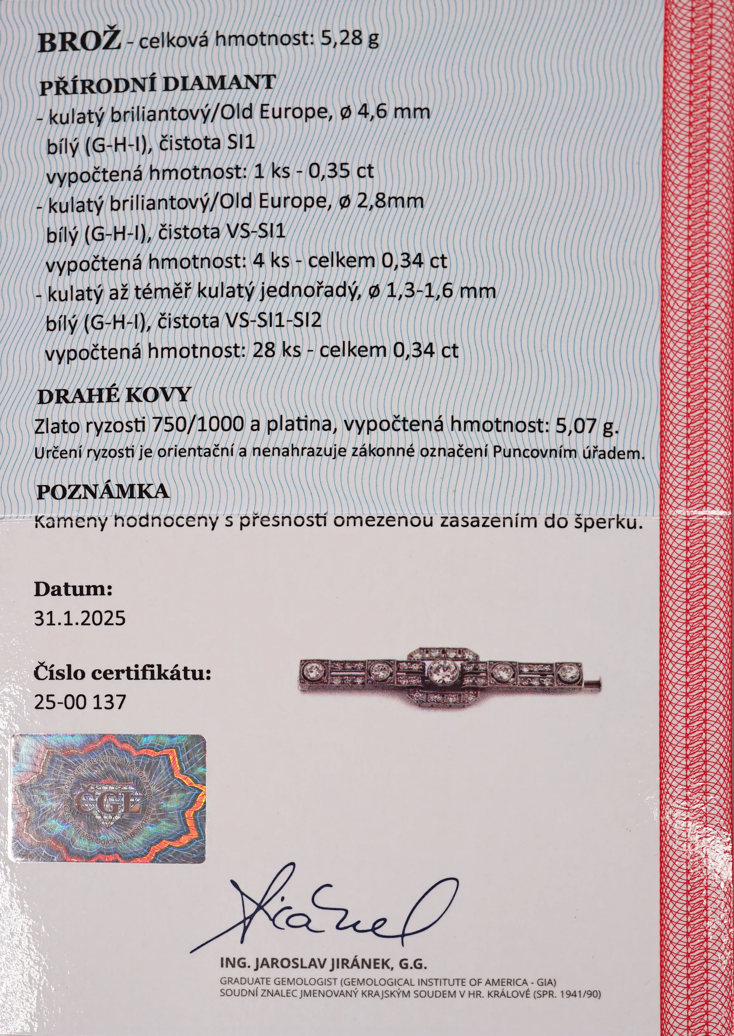 Platinová diamantová brož ve stylu Art Deco - 4