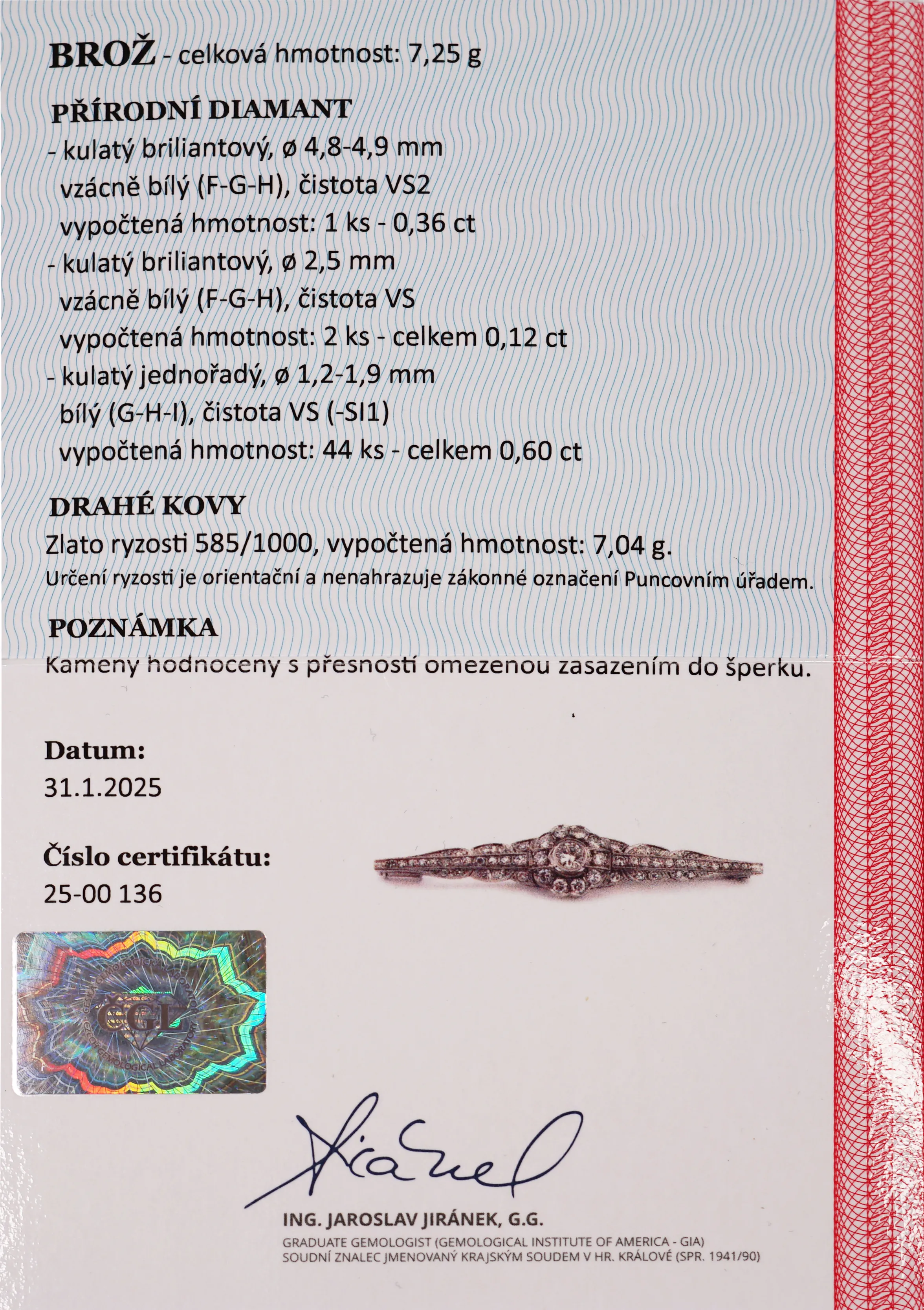Zlatá brož s diamanty - 4