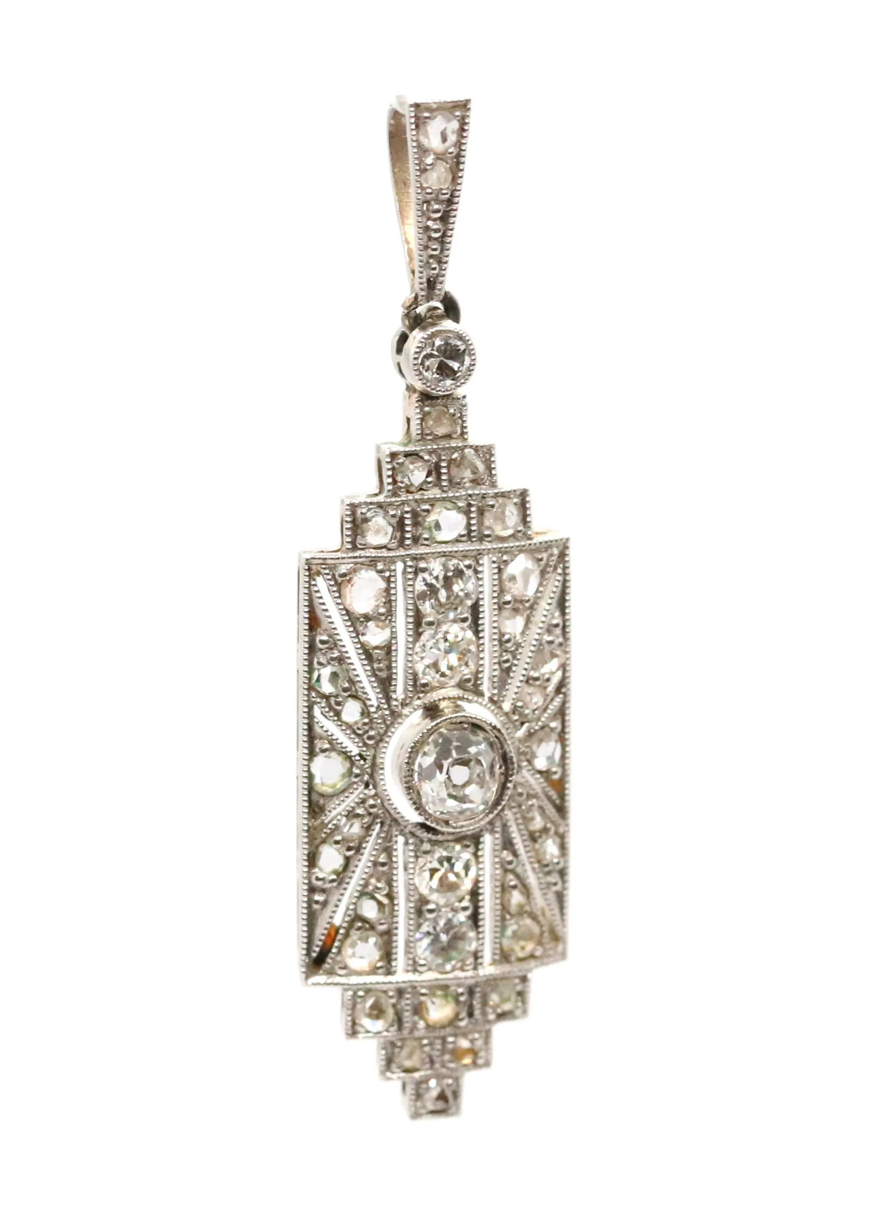 Art deco zlatý diamantový přívěsek - 2