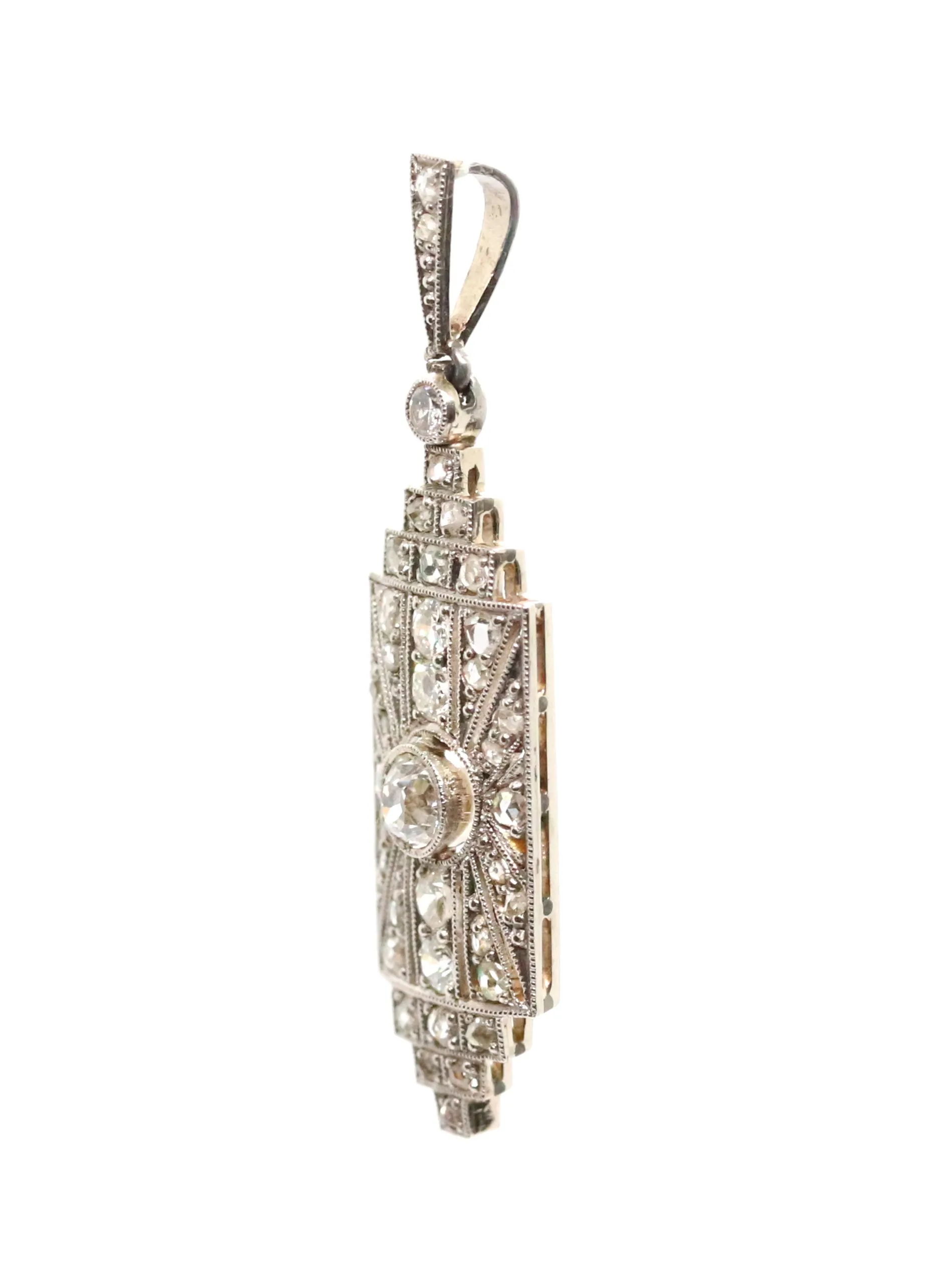 Art deco zlatý diamantový přívěsek - 3