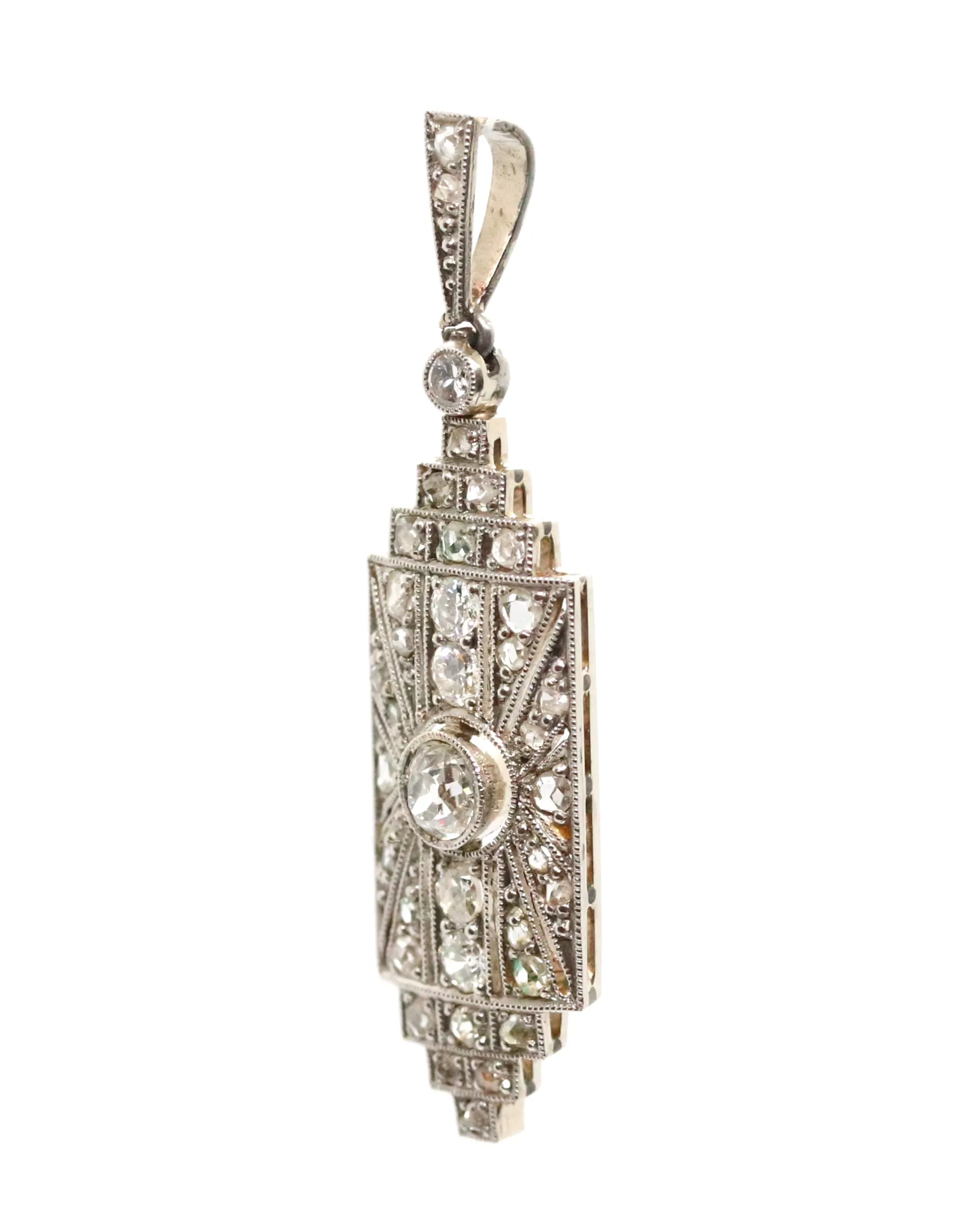 Art deco zlatý diamantový přívěsek - 4