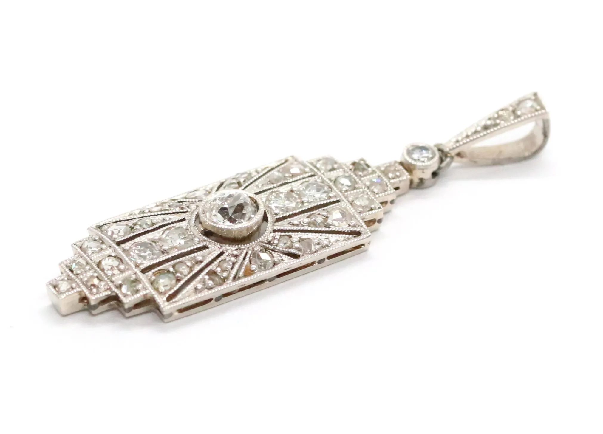Art deco zlatý diamantový přívěsek - 6