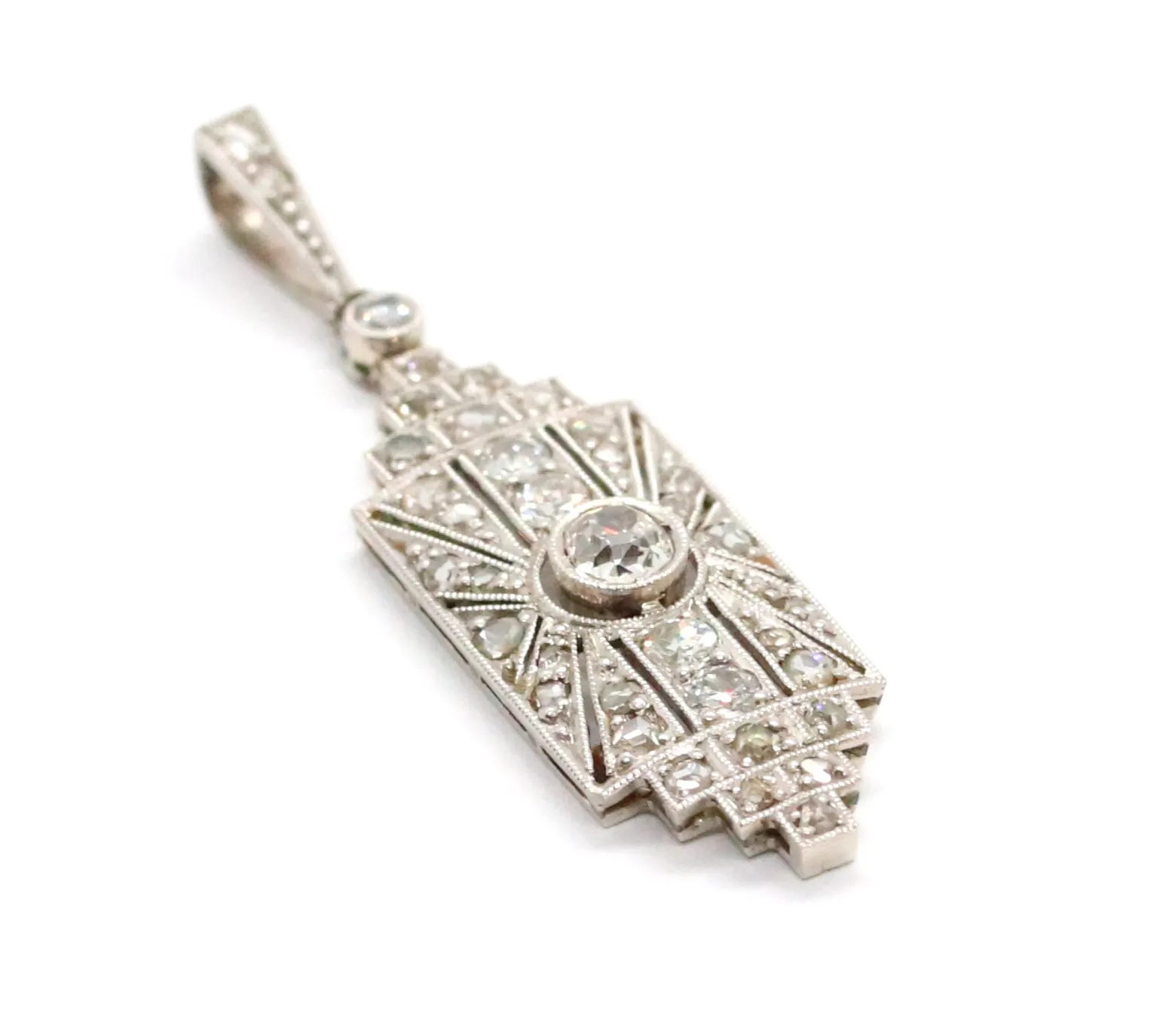 Art deco zlatý diamantový přívěsek - 8