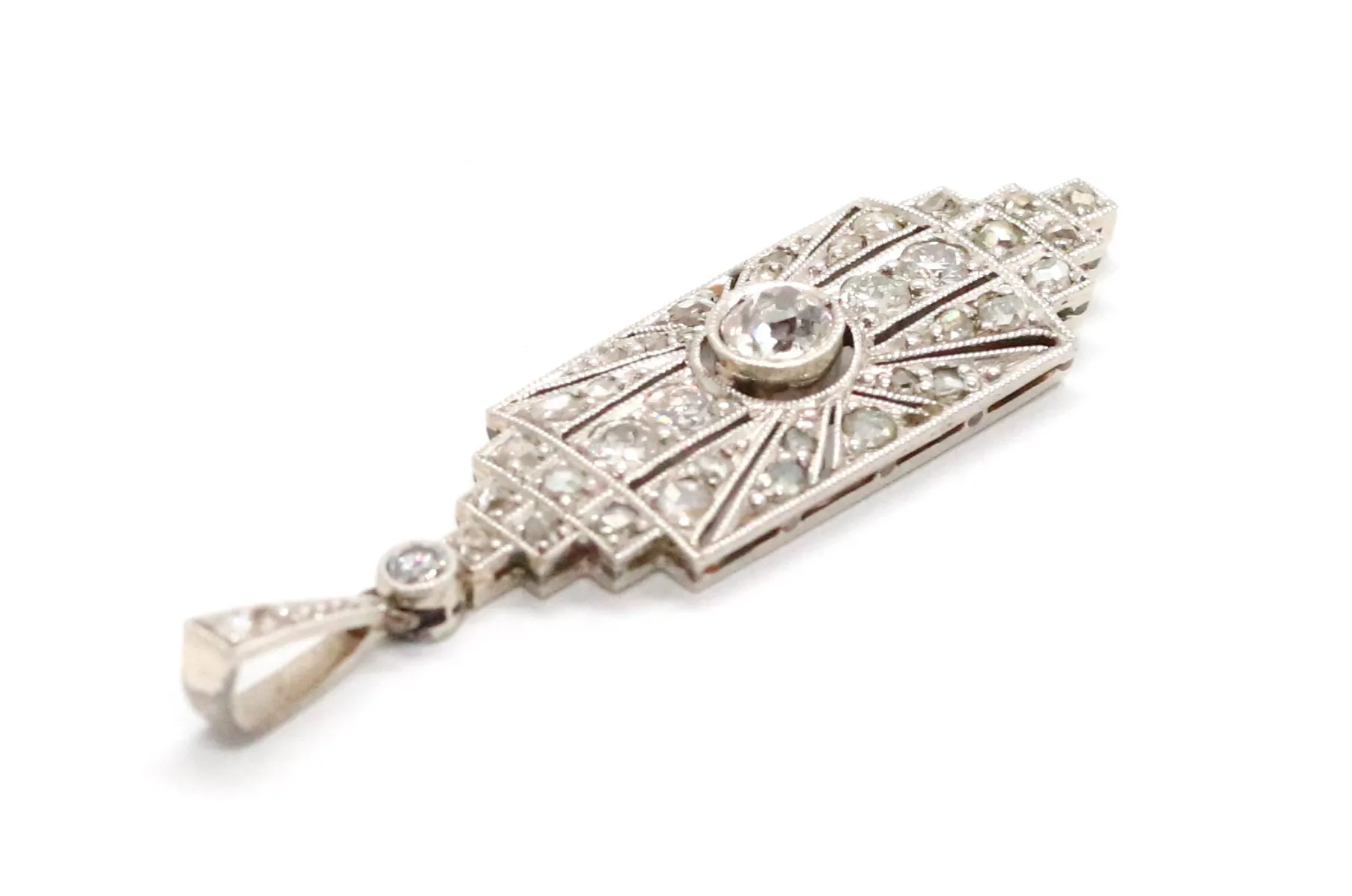 Art deco zlatý diamantový přívěsek - 9