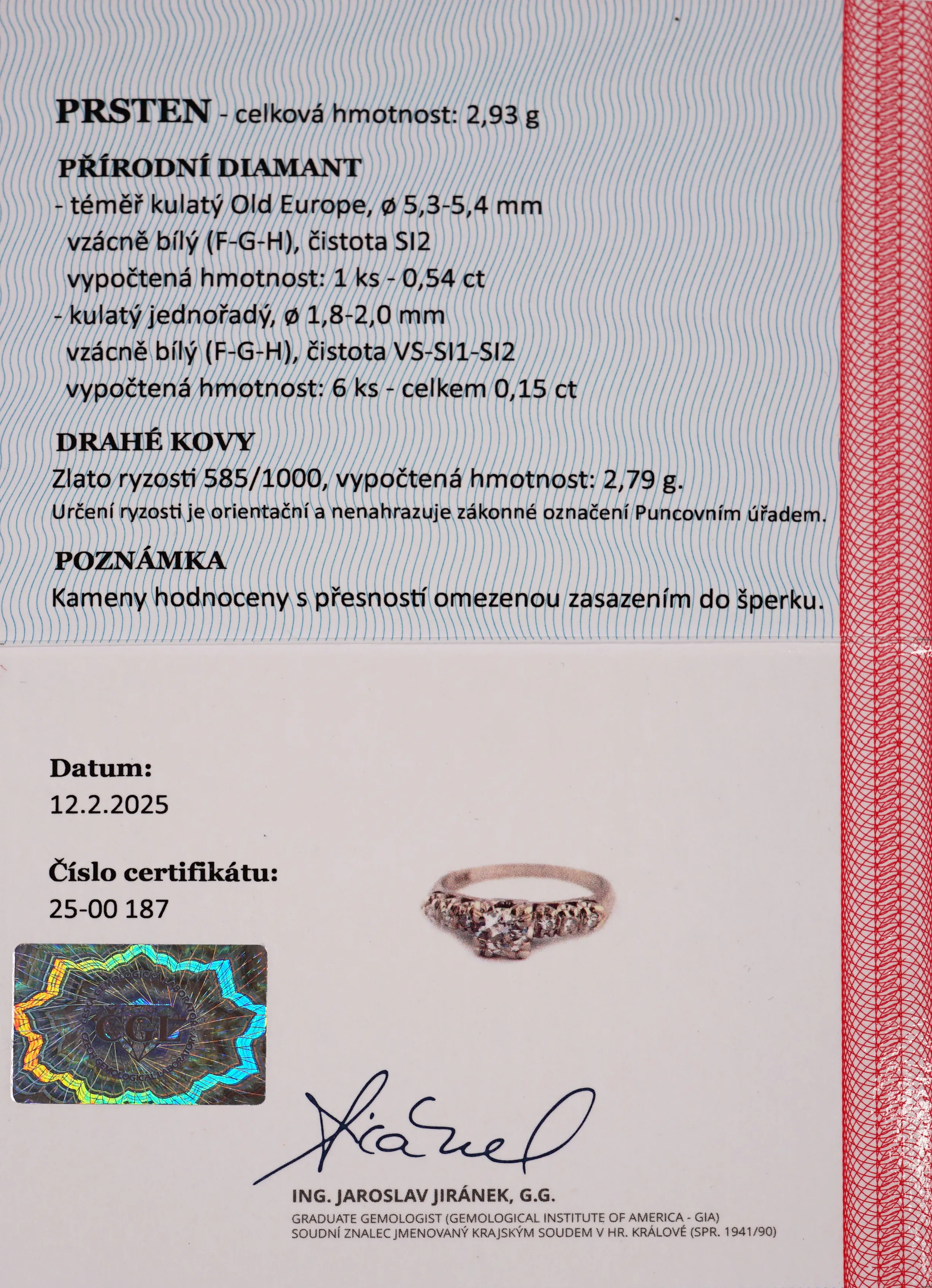 Zlatý prsten s diamanty - 5
