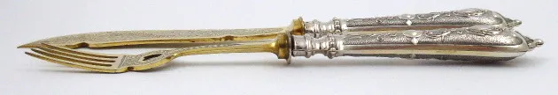 Stříbrný zlacený příbor na ryby - 4
