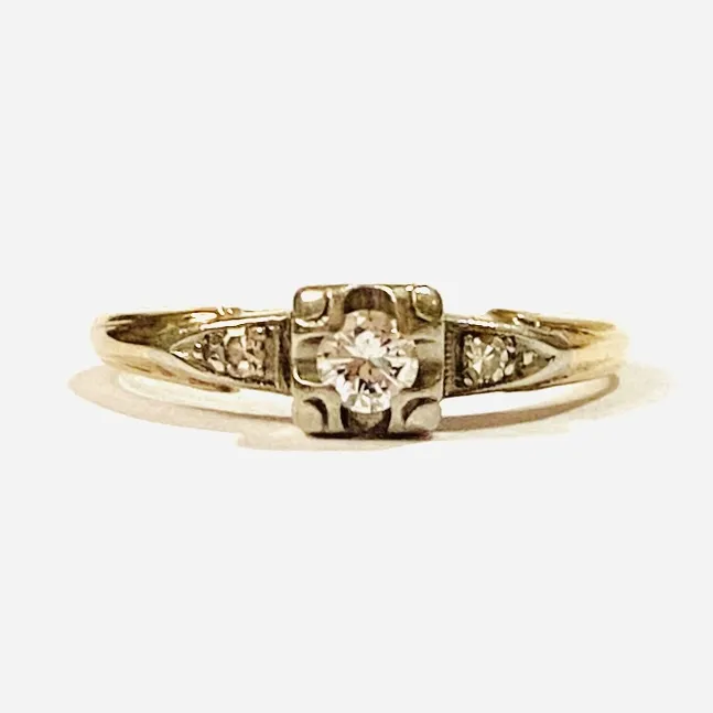 Zlatý art-deco prsten diamanty