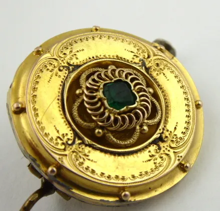Zlata brož ve tvaru medailonu – Biedermeier - 2