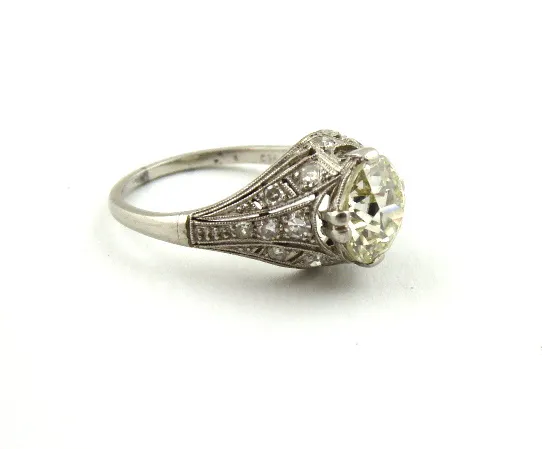 Platinový prsten art deco s diamantem – 2,30 ct - 1