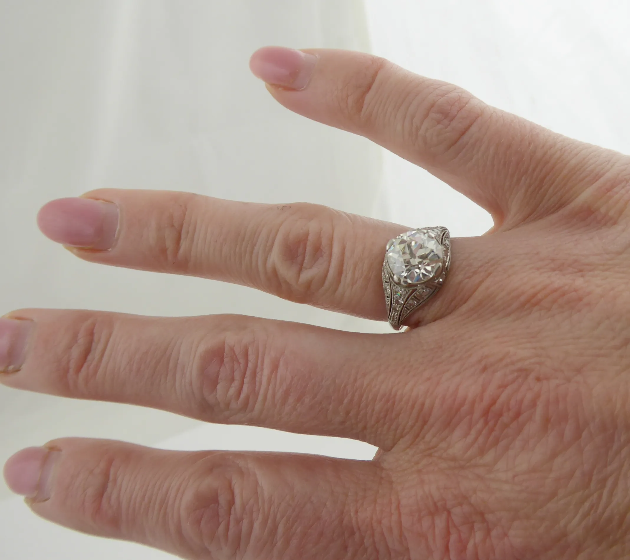 Platinový prsten art deco s diamantem – 2,30 ct - 3