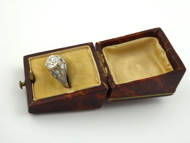 Platinový prsten art deco s diamantem – 2,30 ct - 5