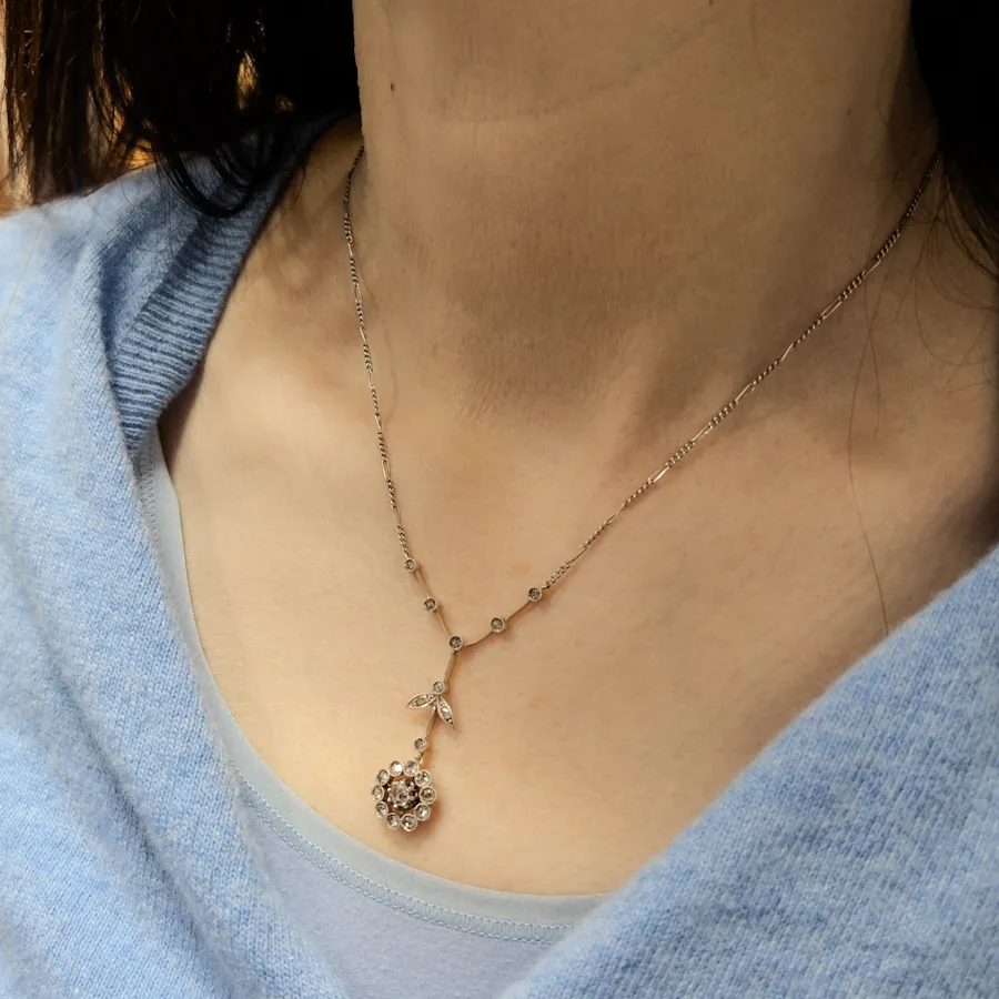 Starožitný náhrdelník a náušnice s diamanty - 3
