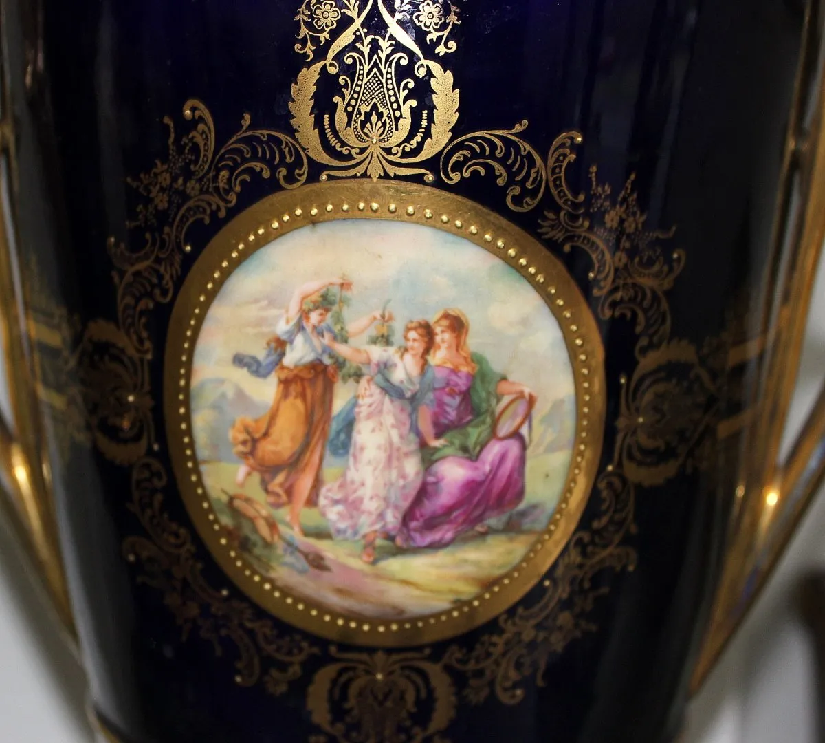 Velké porcelánové kobaltové vázy – značené - 6