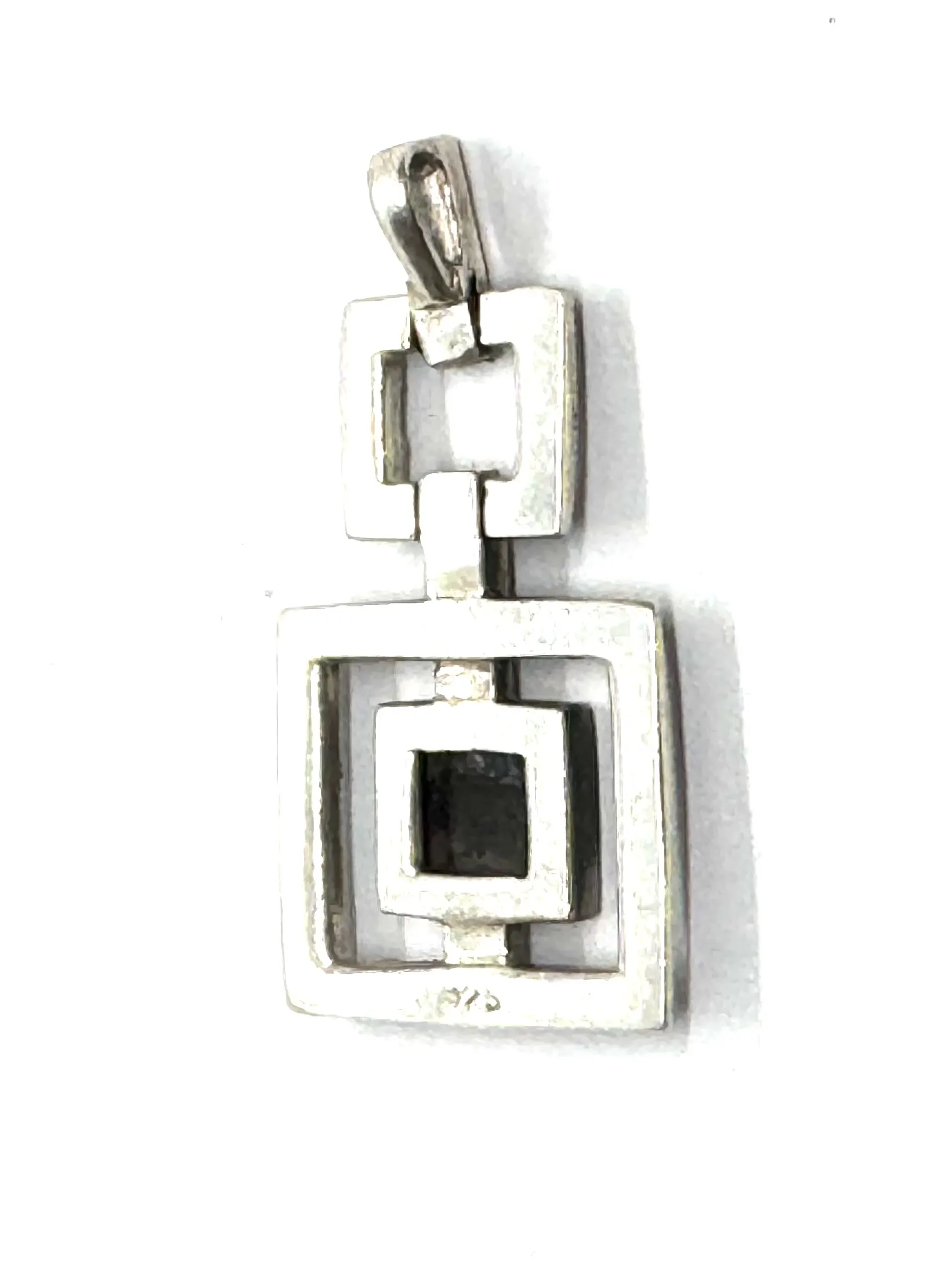 Art deco stříbrný přívěsek s přírodním leštěným onyxem - 4