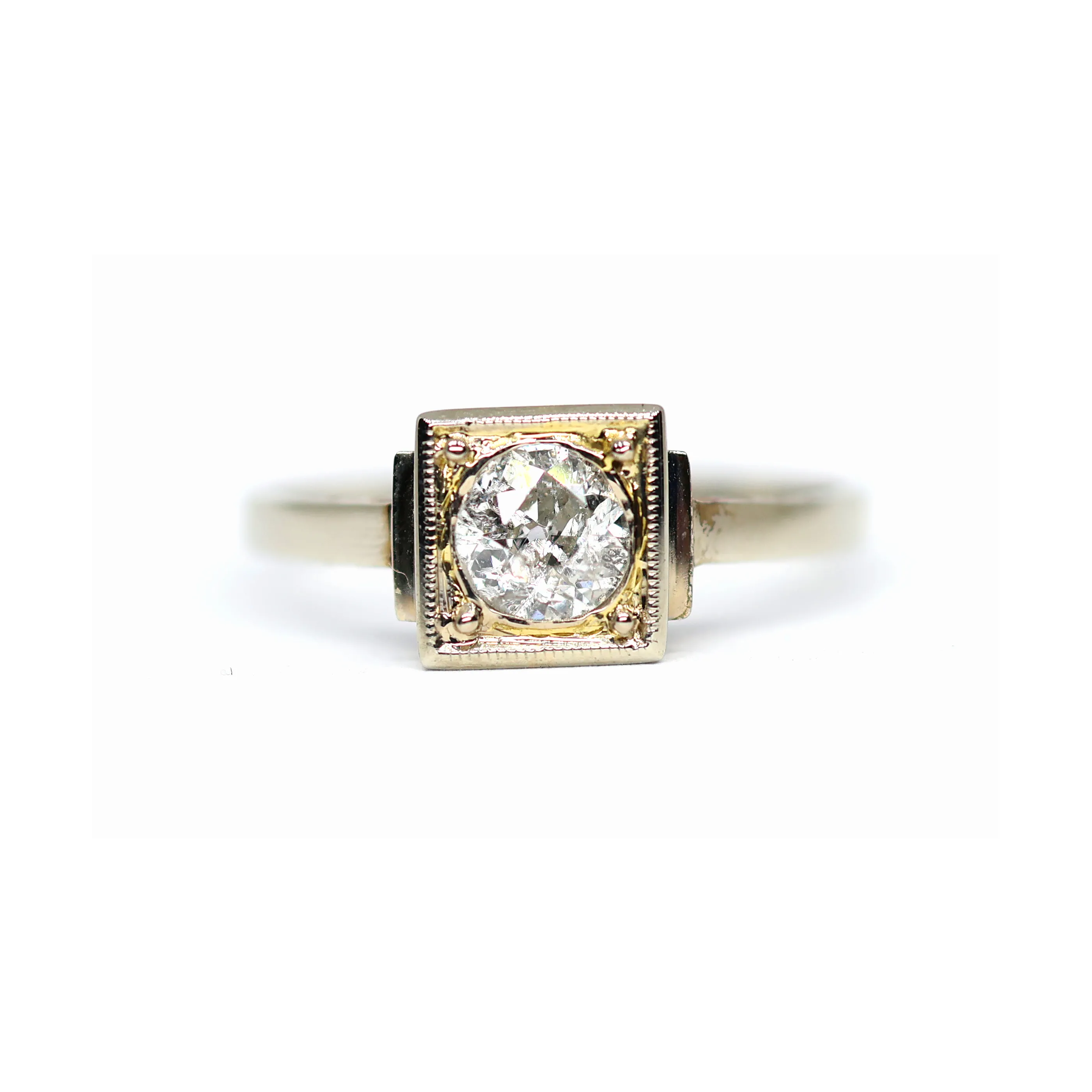 Art deco zlatý prsten s diamantem 0,50ct s certifikátem - 3
