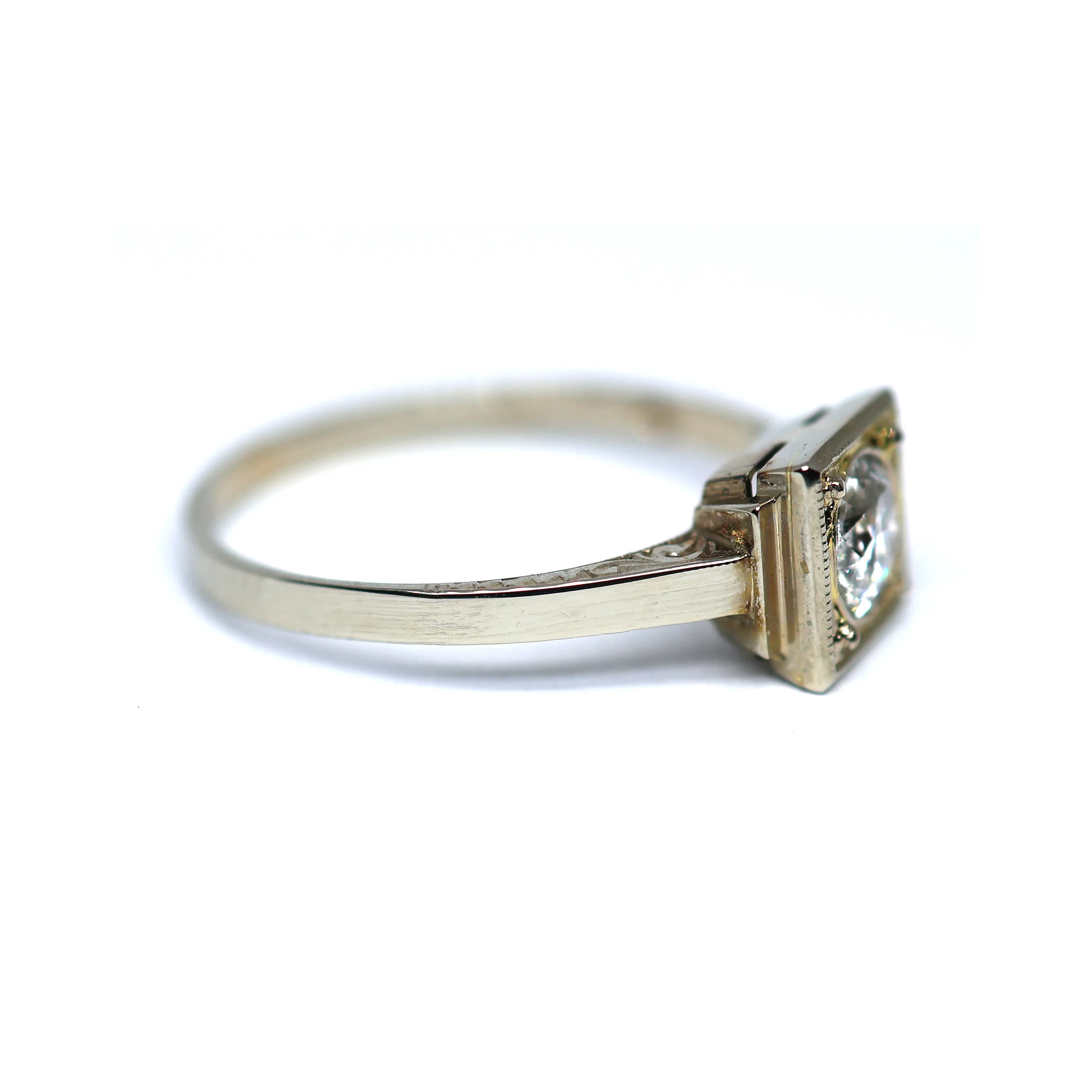 Art deco zlatý prsten s diamantem 0,50ct s certifikátem - 4