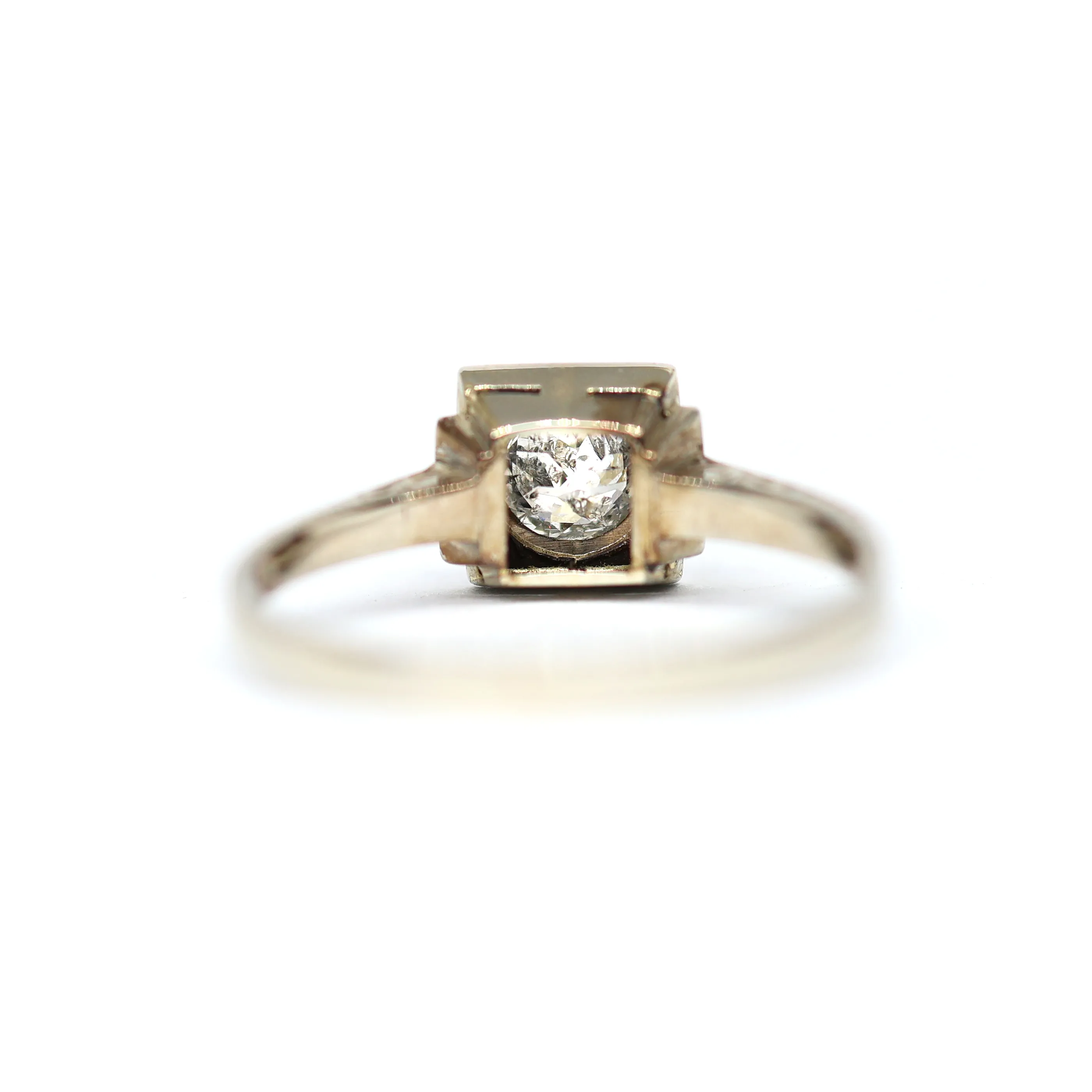 Art deco zlatý prsten s diamantem 0,50ct s certifikátem - 5