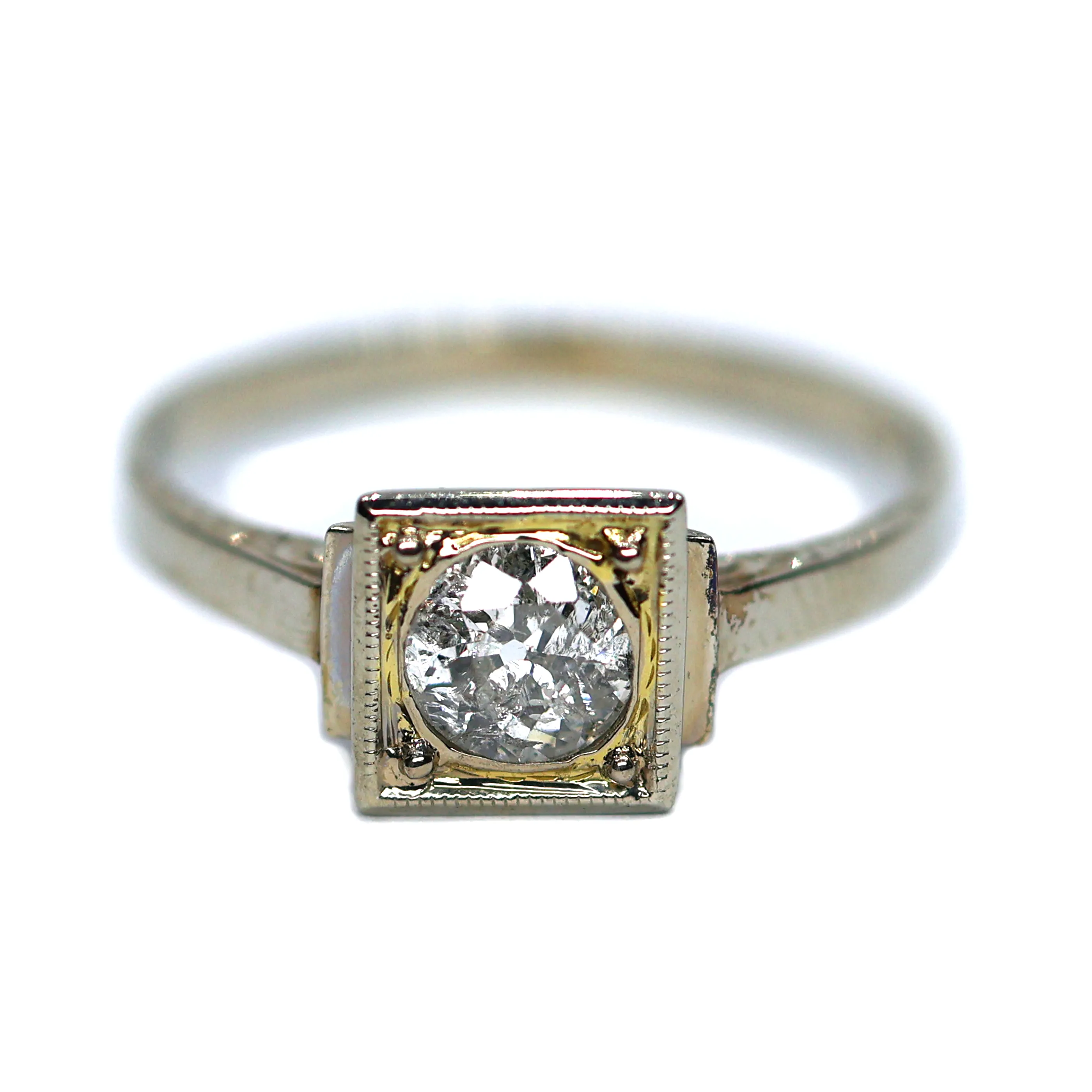 Art deco zlatý prsten s diamantem 0,50ct s certifikátem - 2