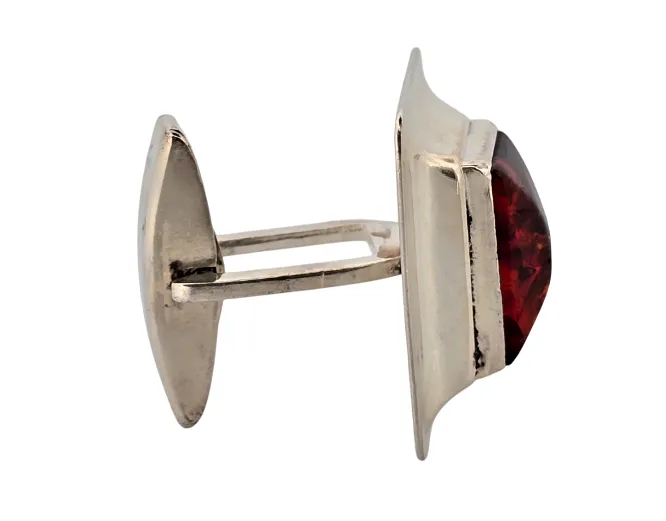 Stříbrné manžetové knoflíčky s jantarem - 3