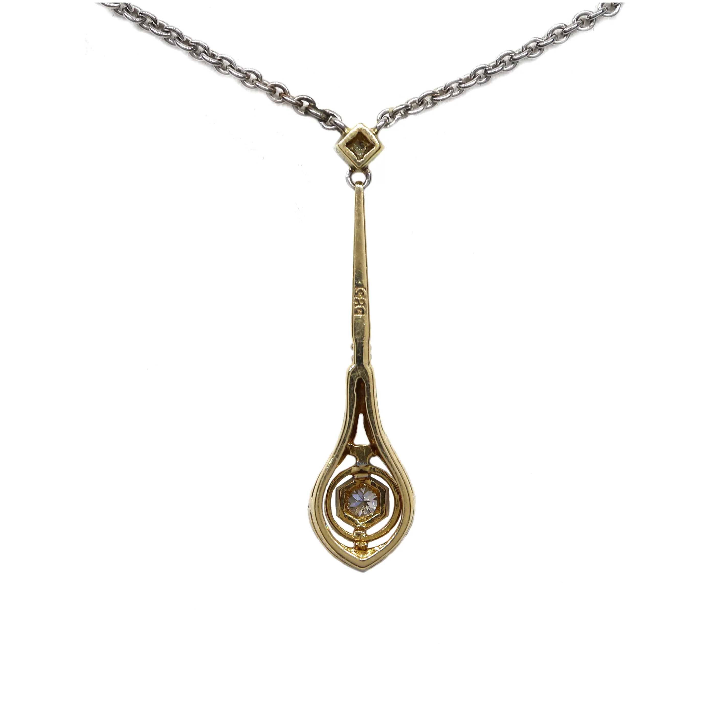 Art deco zlatý platinový náhrdelník s přírodními brilianty - 3