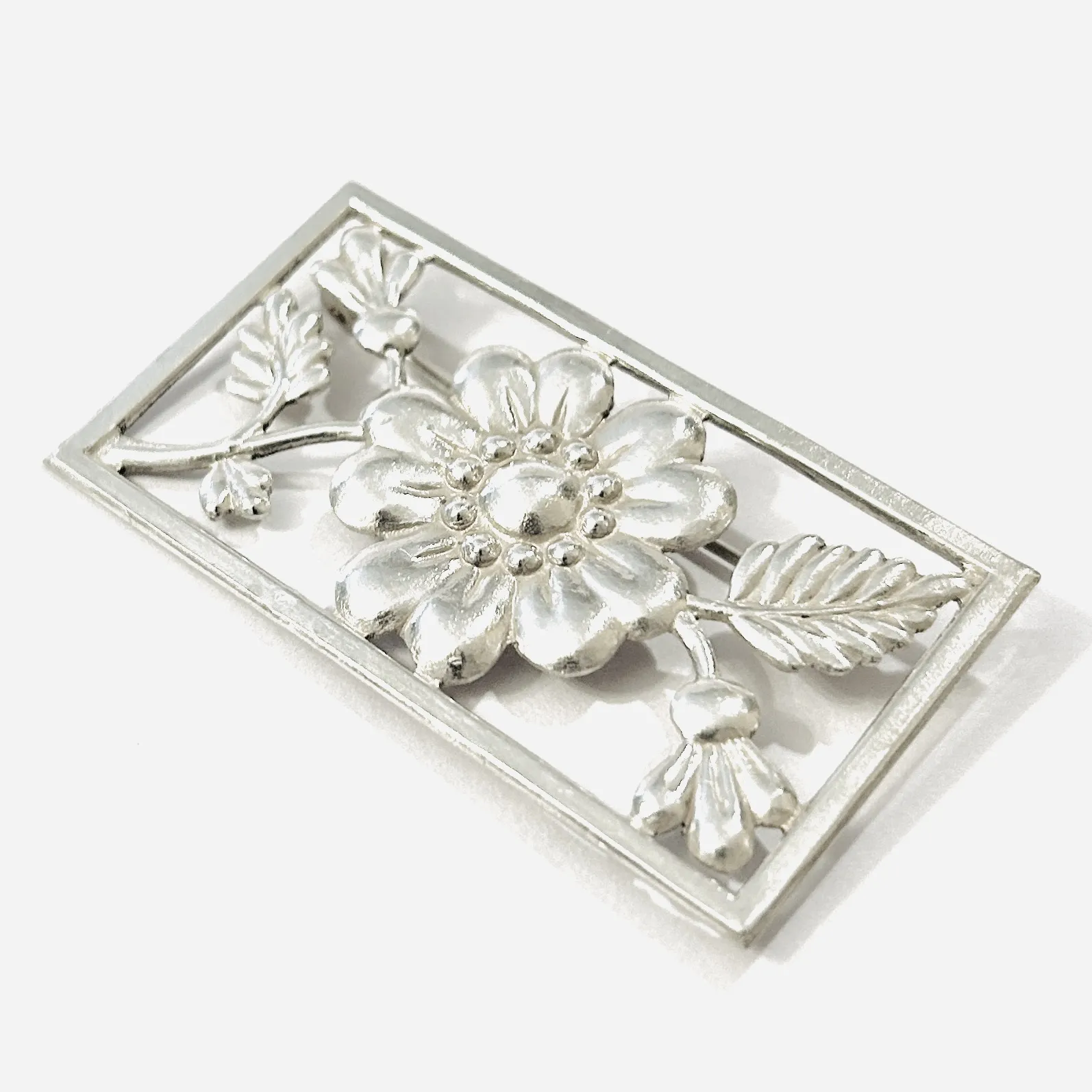 Stříbrná art-deco květinová brož - 2