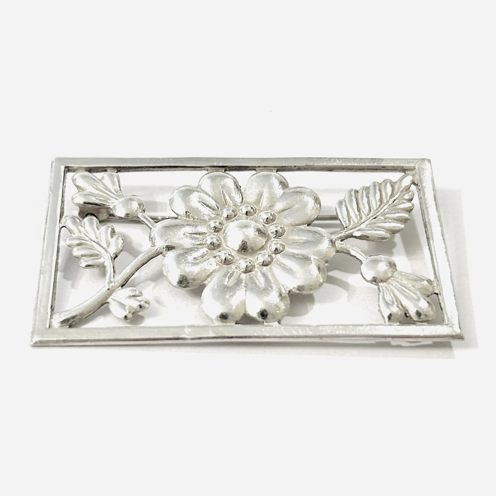 Stříbrná art-deco květinová brož - 3