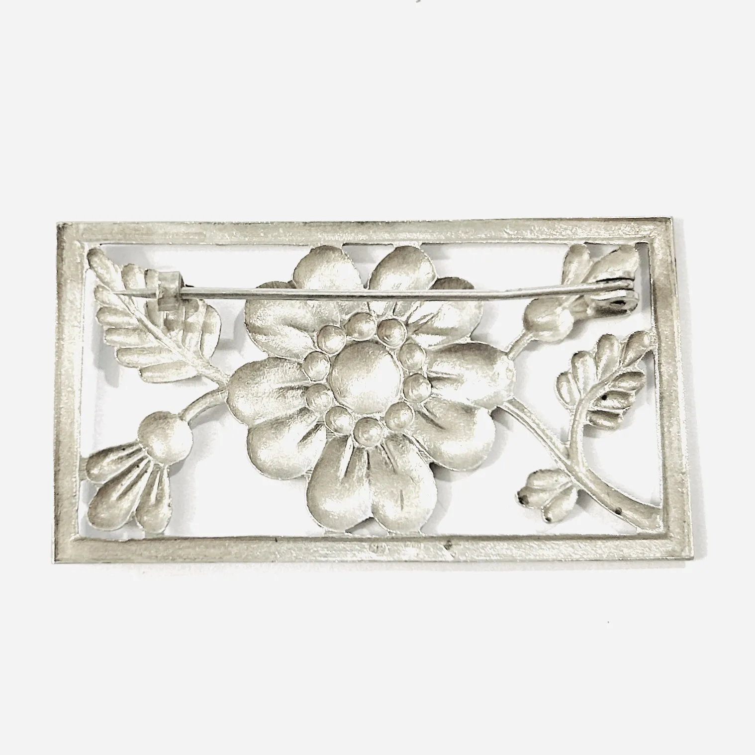 Stříbrná art-deco květinová brož - 4