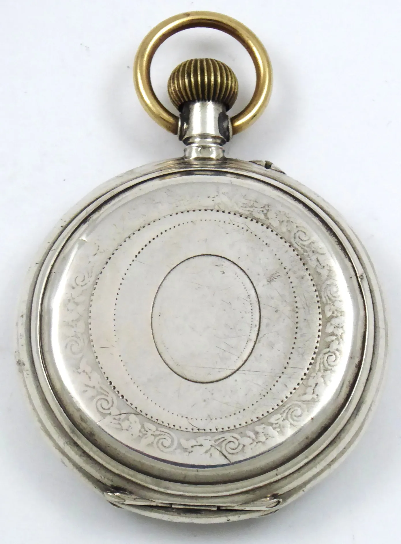 Stříbrné tříplášťové hodinky s festony a monogramem - 2
