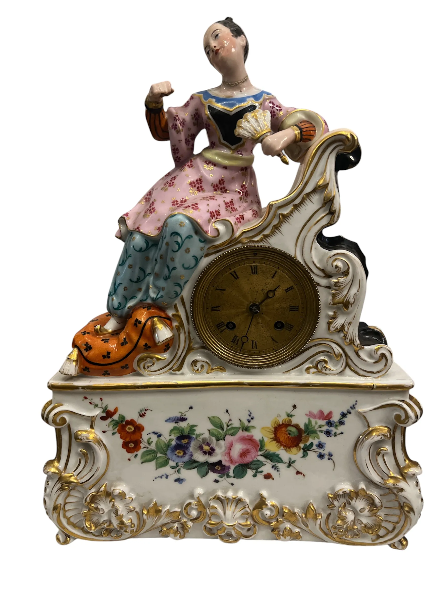 Porcelánové hodiny – Dívka na pohovce