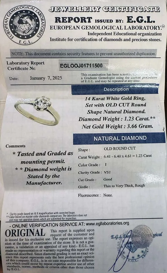 Art deco zlatý prsten s diamantem – 1,23 ct - 6