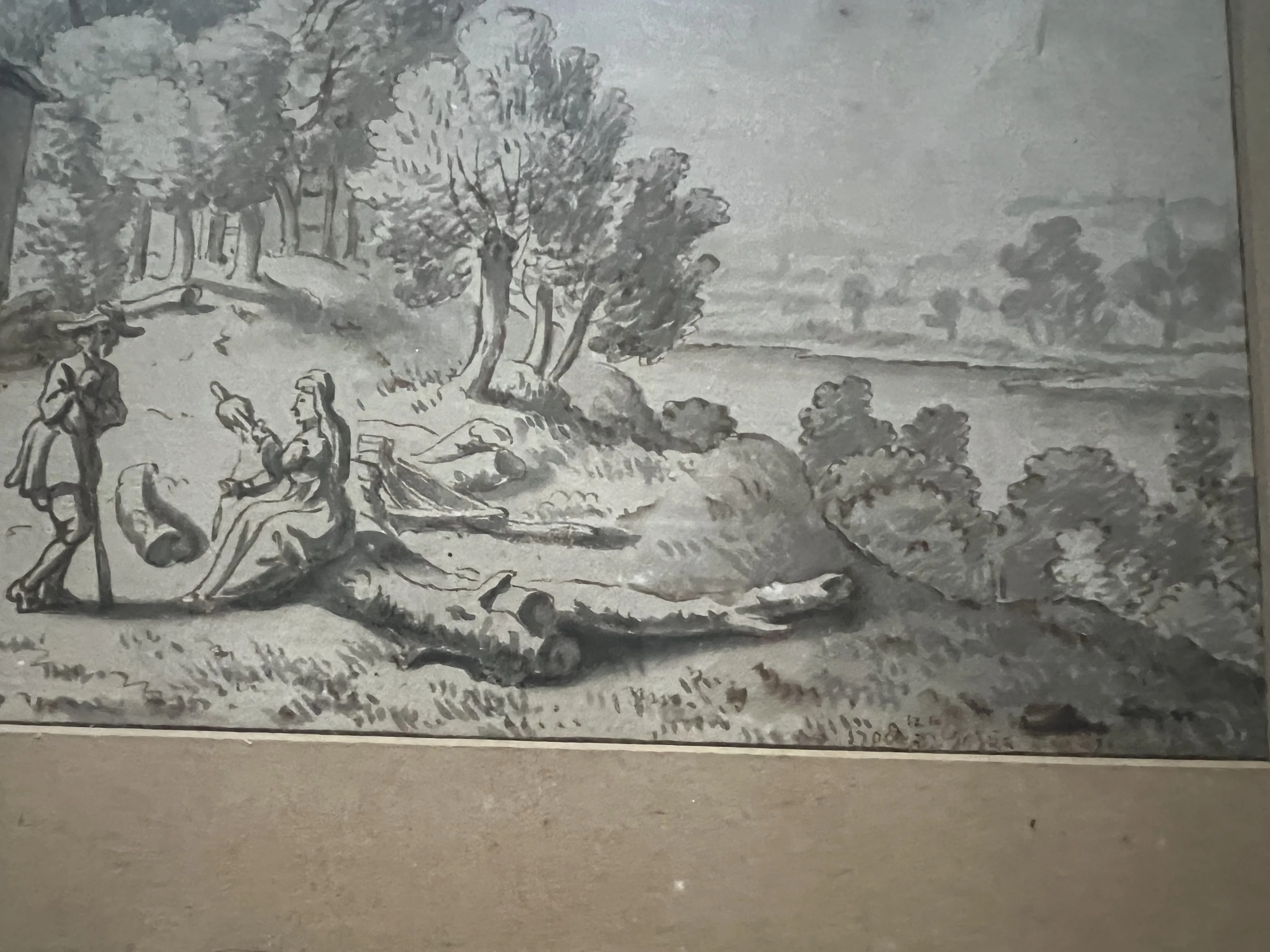 Starožitná lavírovaná kresba kolem 1700 - 2