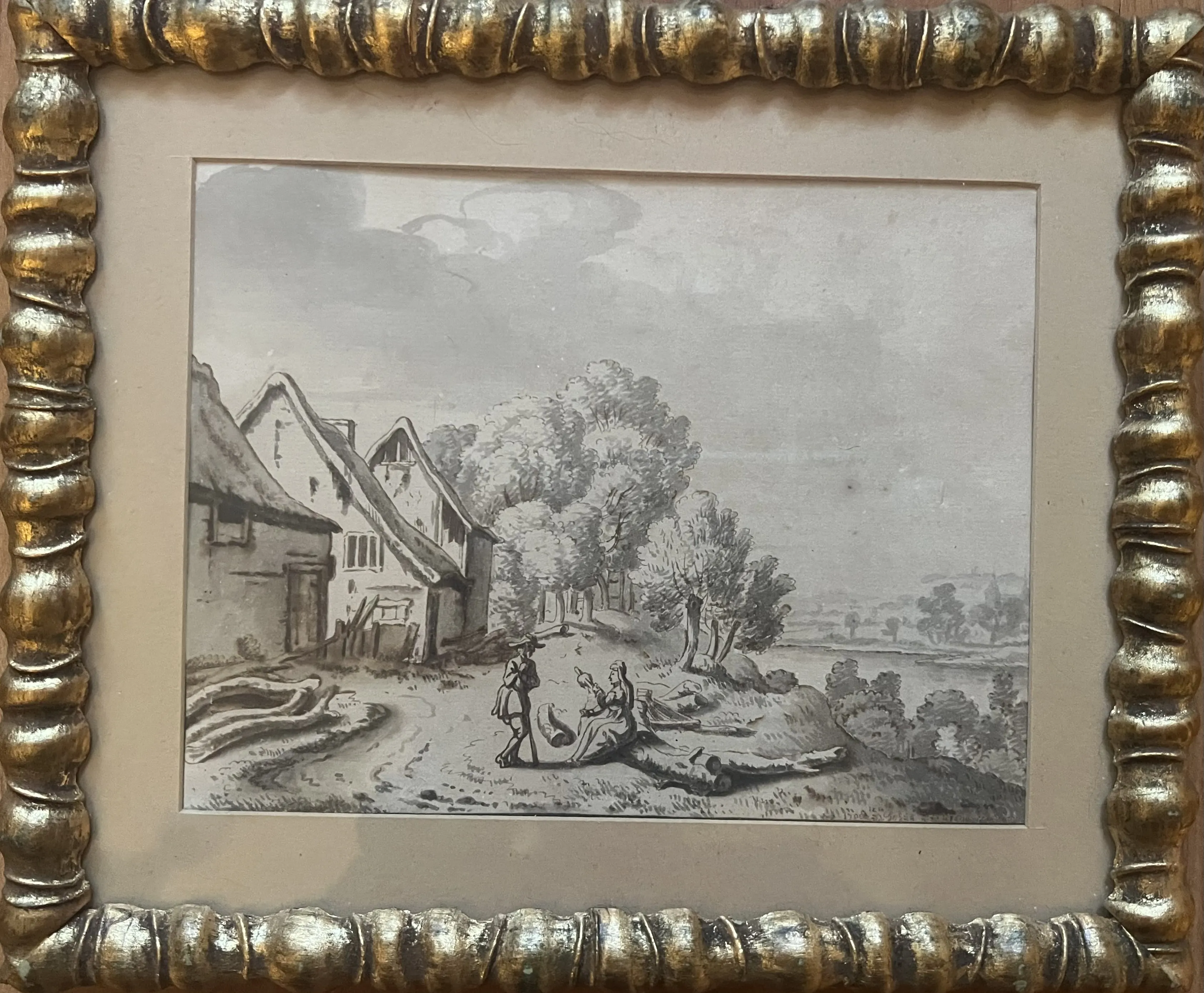 Starožitná lavírovaná kresba kolem 1700 - 6