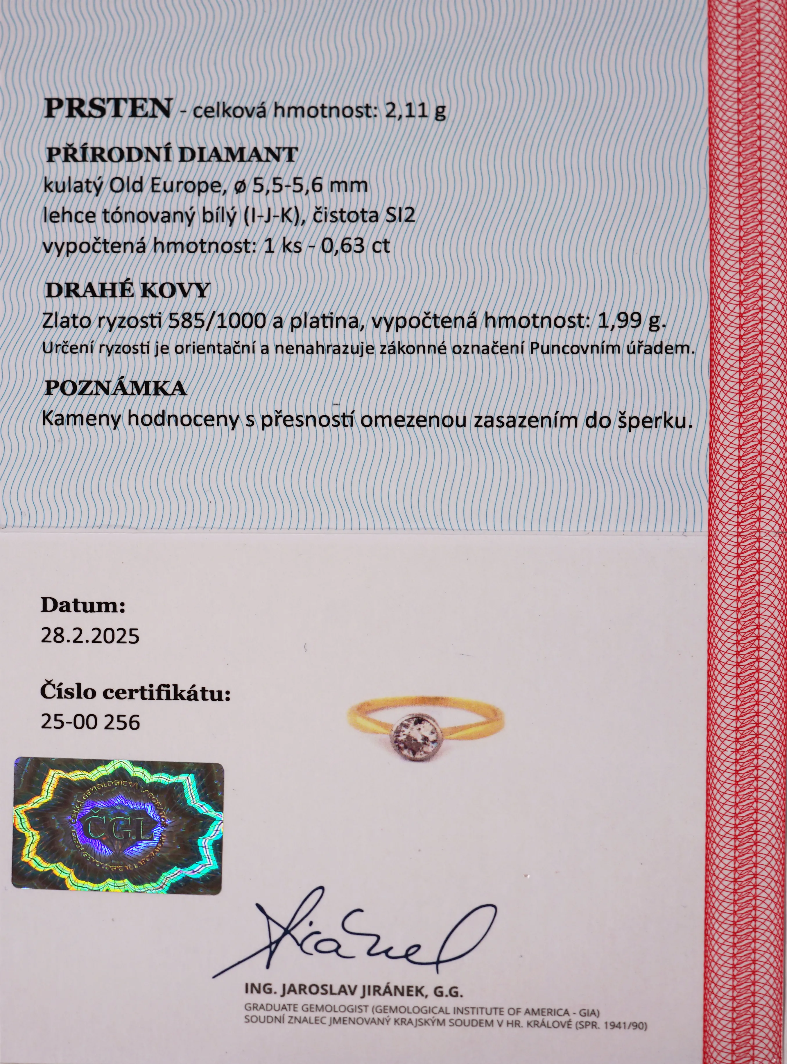 Zlatý prsten s diamantem 0,63 ct - 5