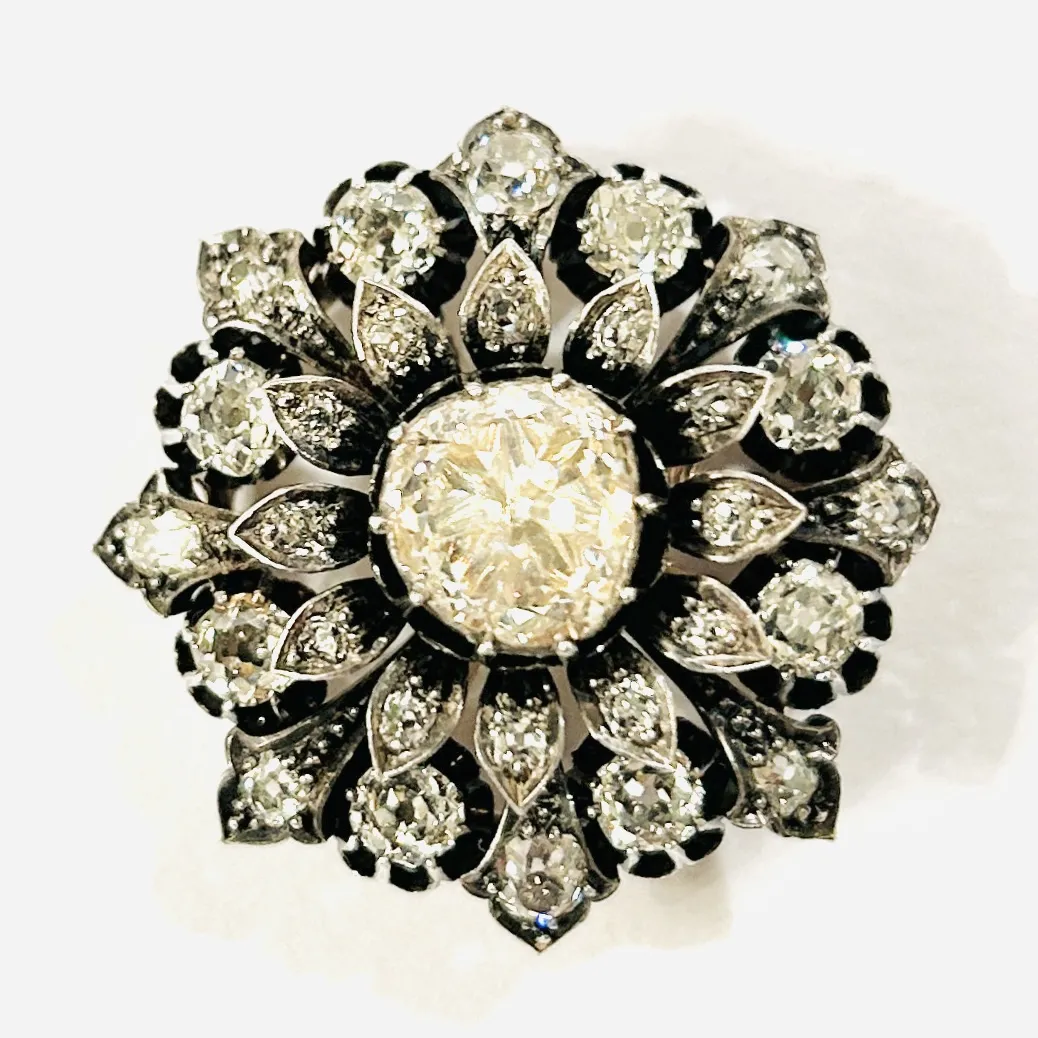Starožitná zlato-stříbrná brož/závěs s diamanty 5,26 ct - 3