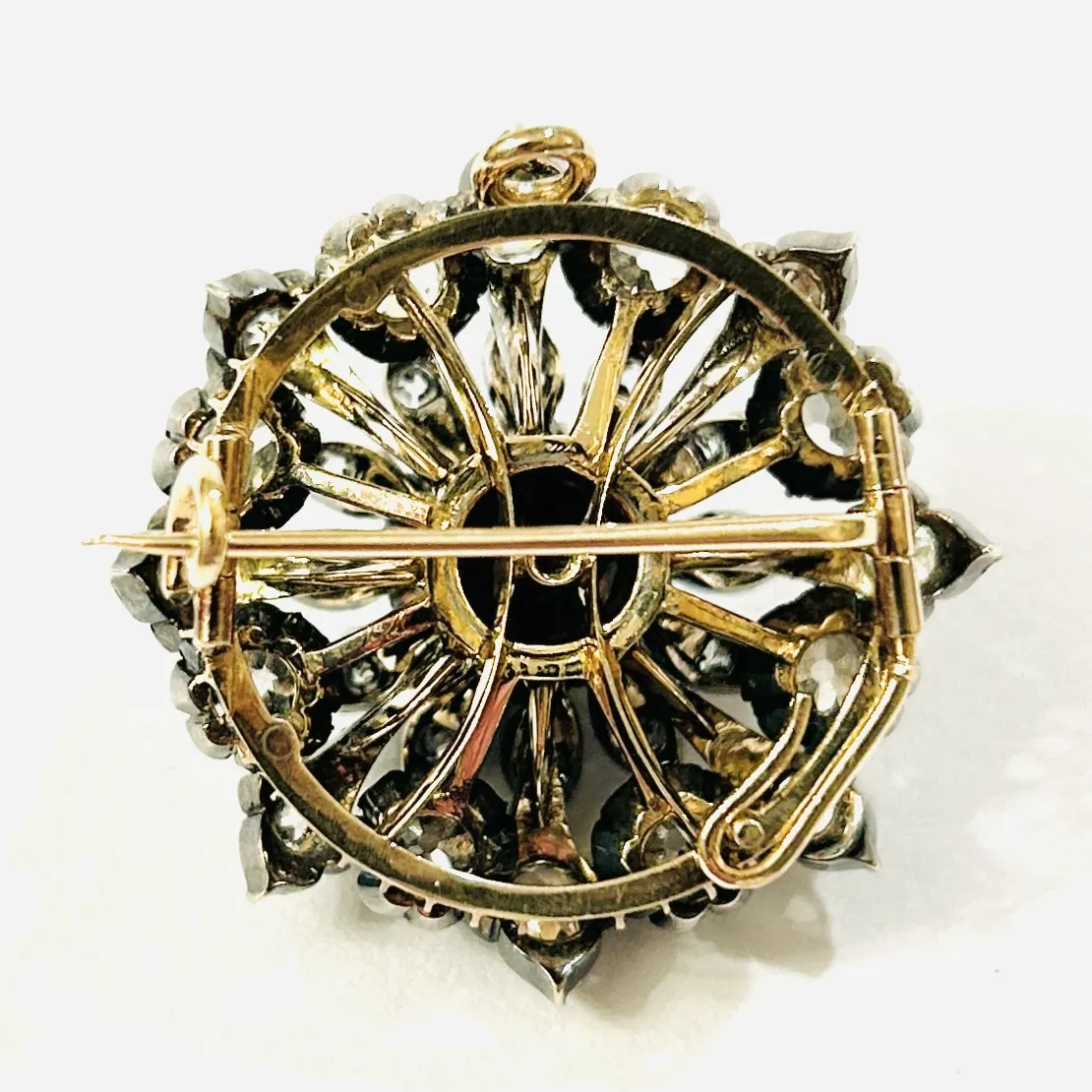 Starožitná zlato-stříbrná brož/závěs s diamanty 5,26 ct - 5