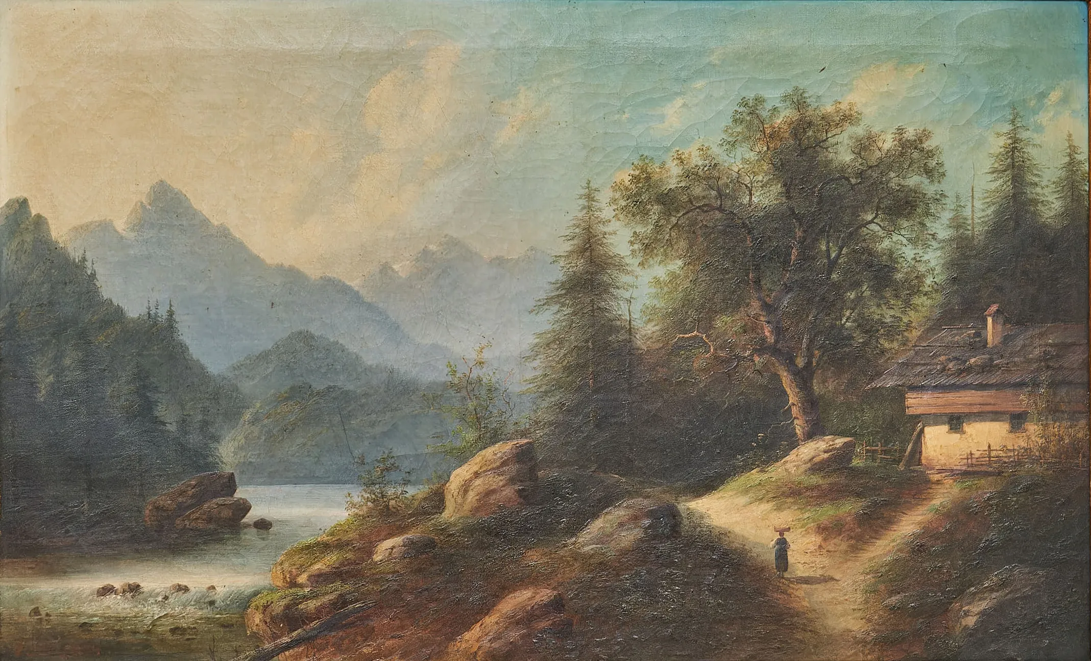 Edouard Boehm (1830–1890) – Horská krajina s chalupou - 2