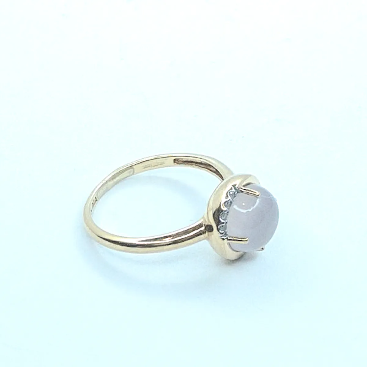 Zlatý prsten s diamanty a růženínem - 4